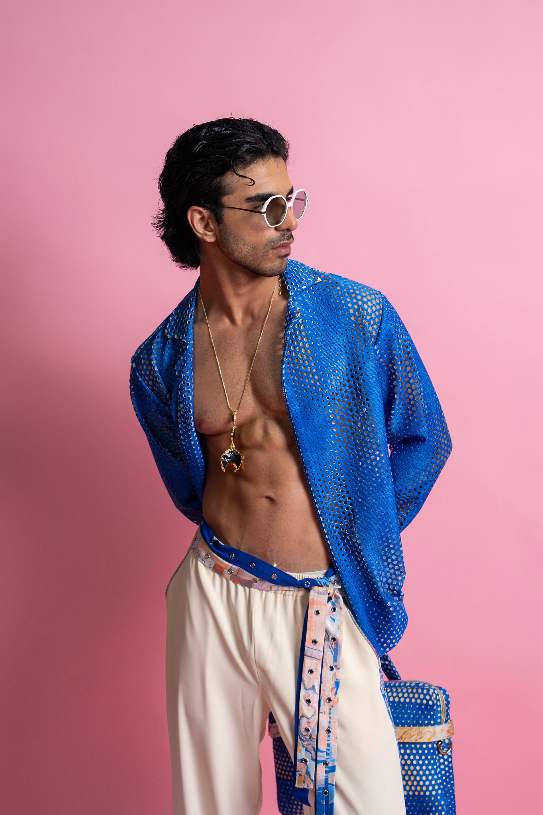 Laser-Cut Bomber Jacket & Trousers Set