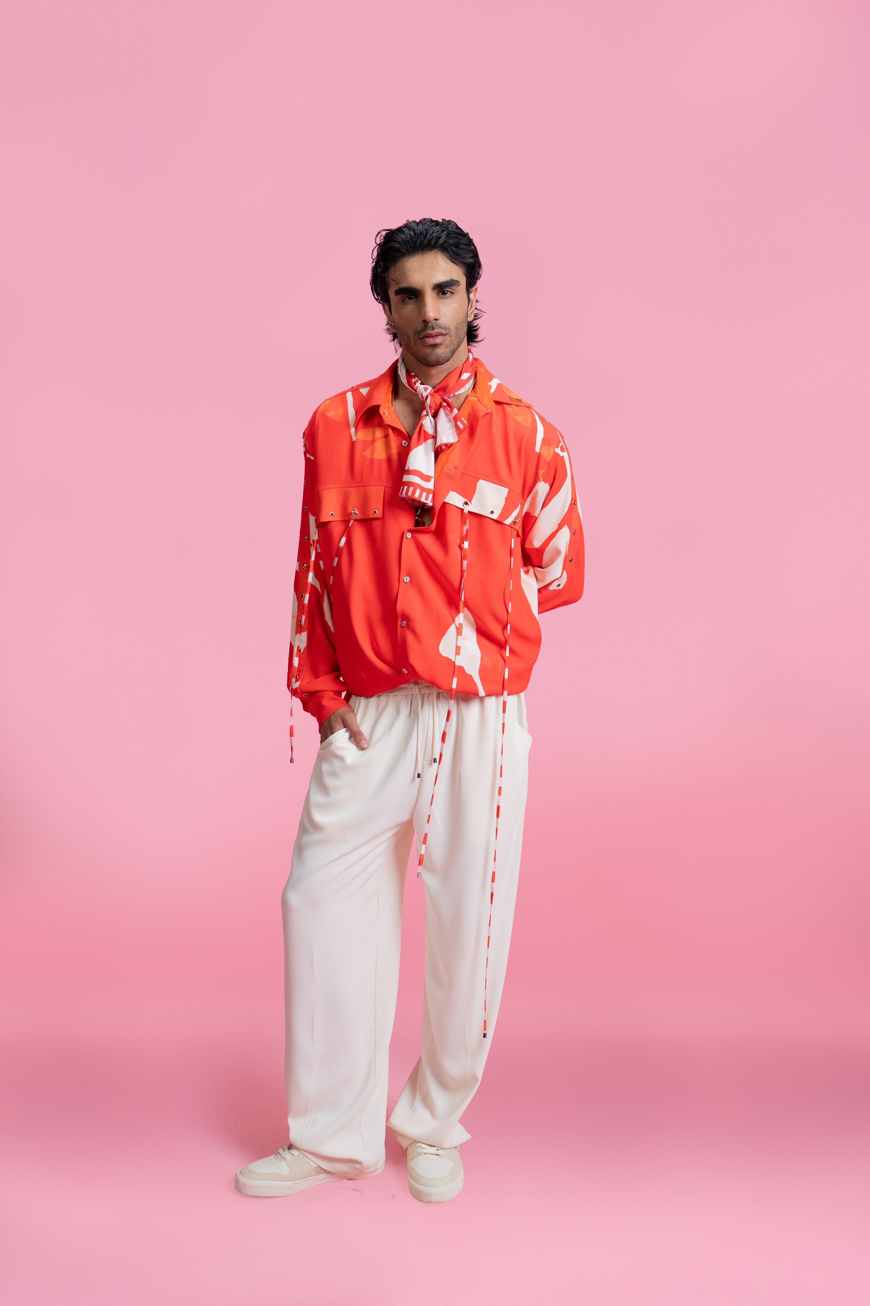 Placement Print Bomber & Relaxed Trousers Set