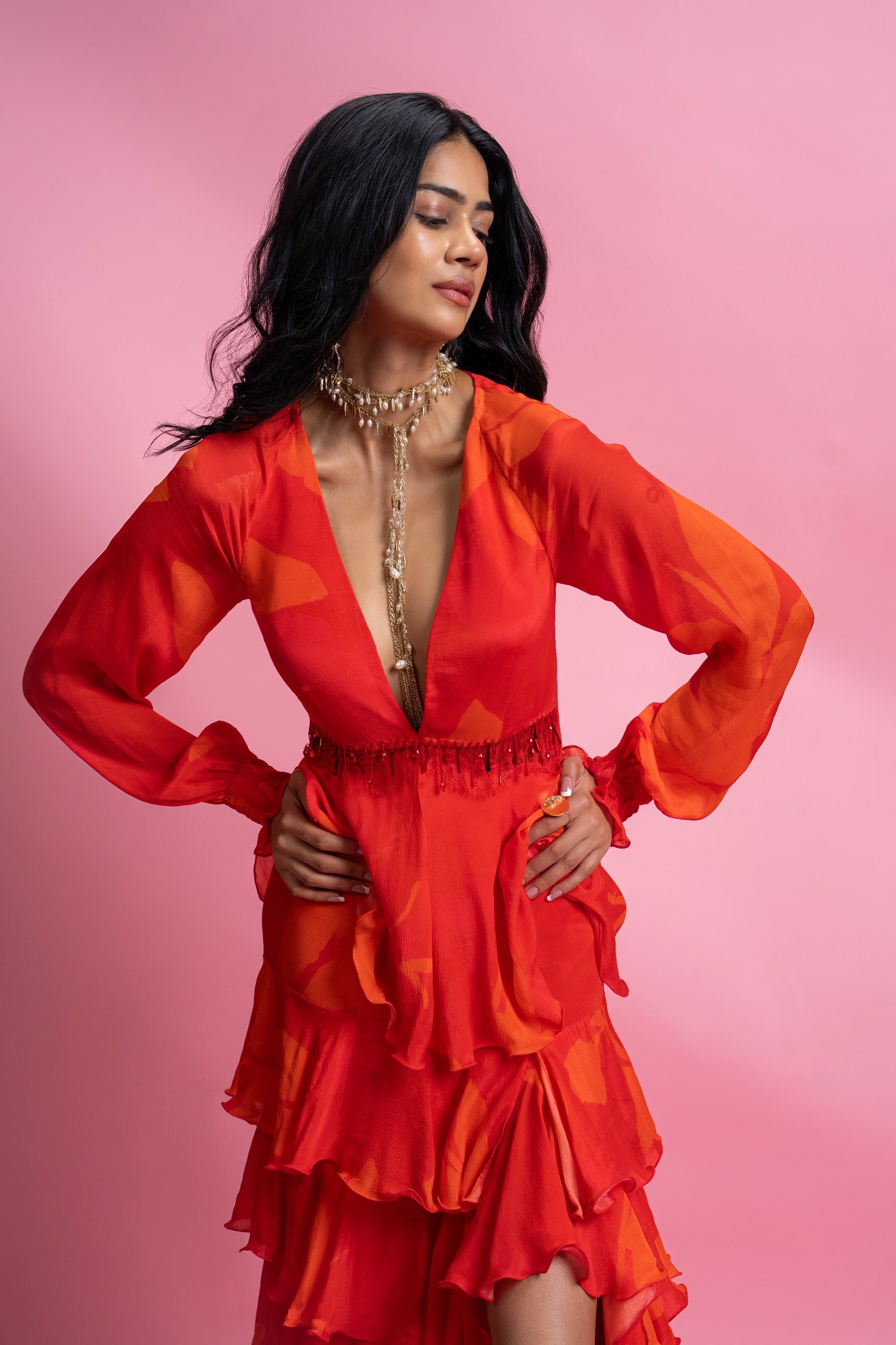 Tiered Maxi Dress with Chantilly Back