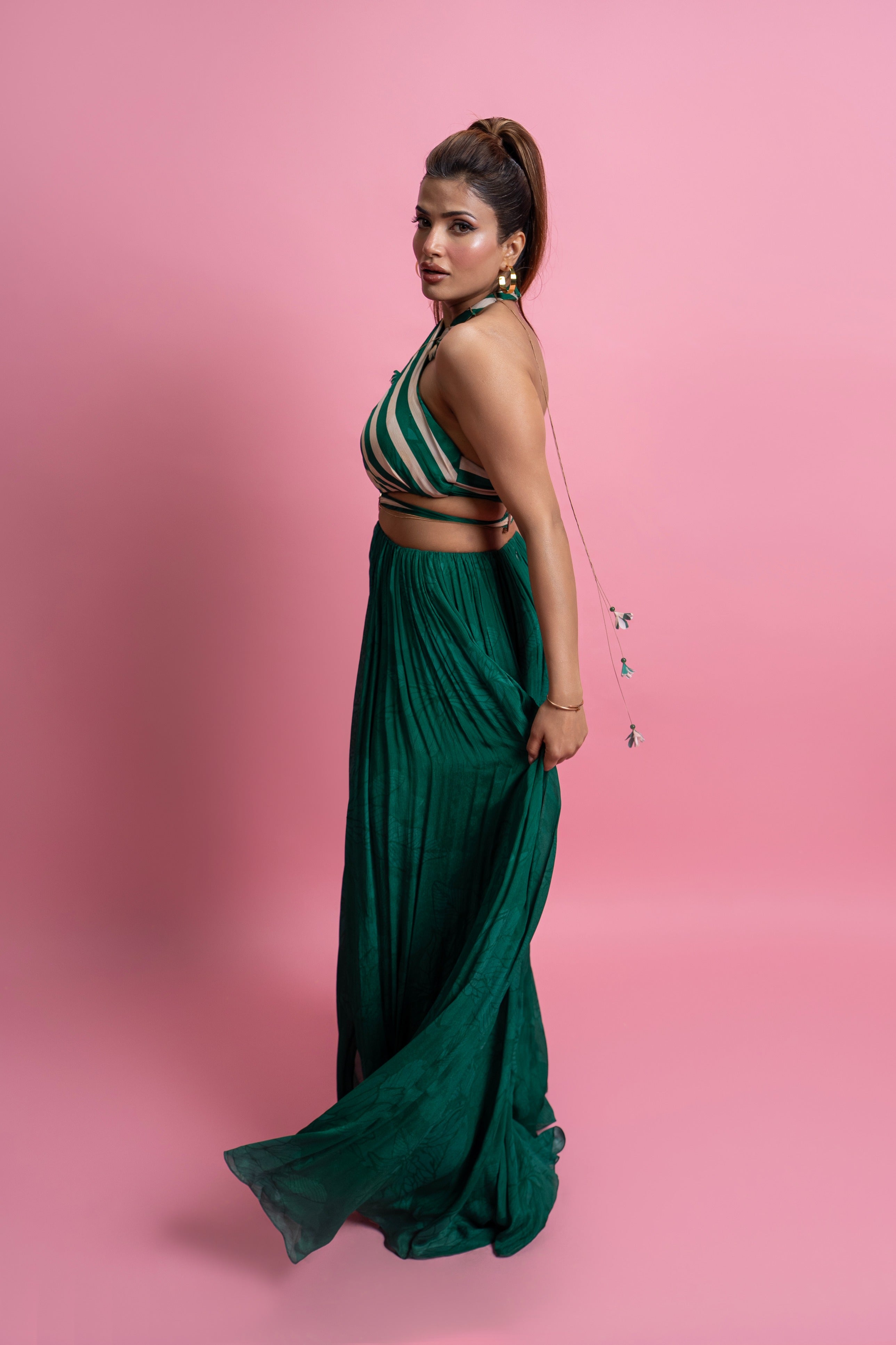 Halter Neck Gathered Maxi Dress