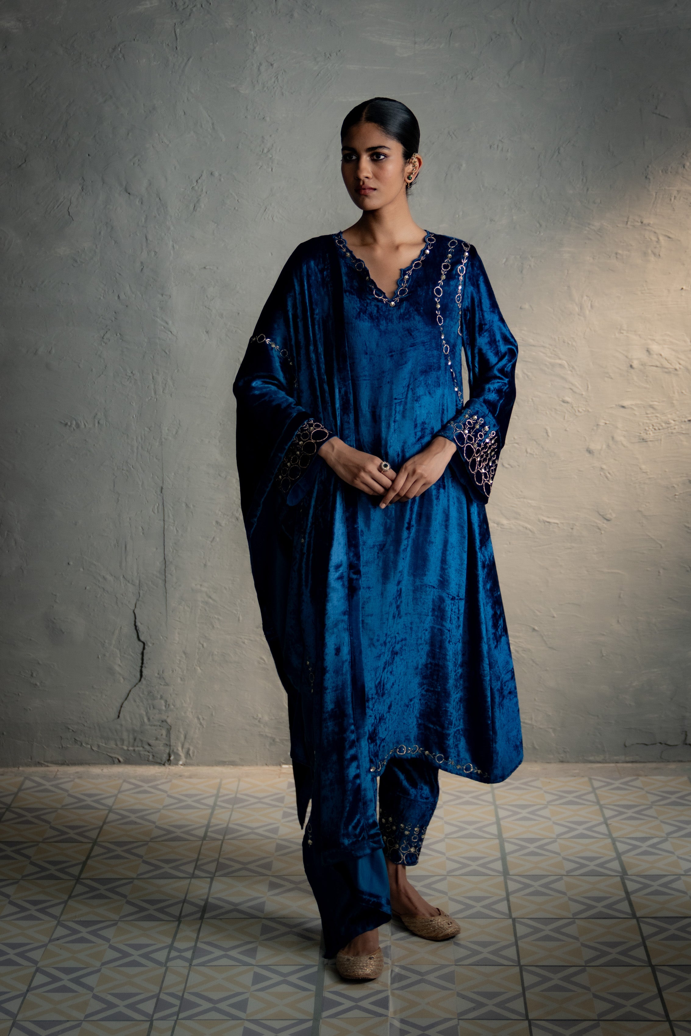 Phiran Style Velvet kurta Set