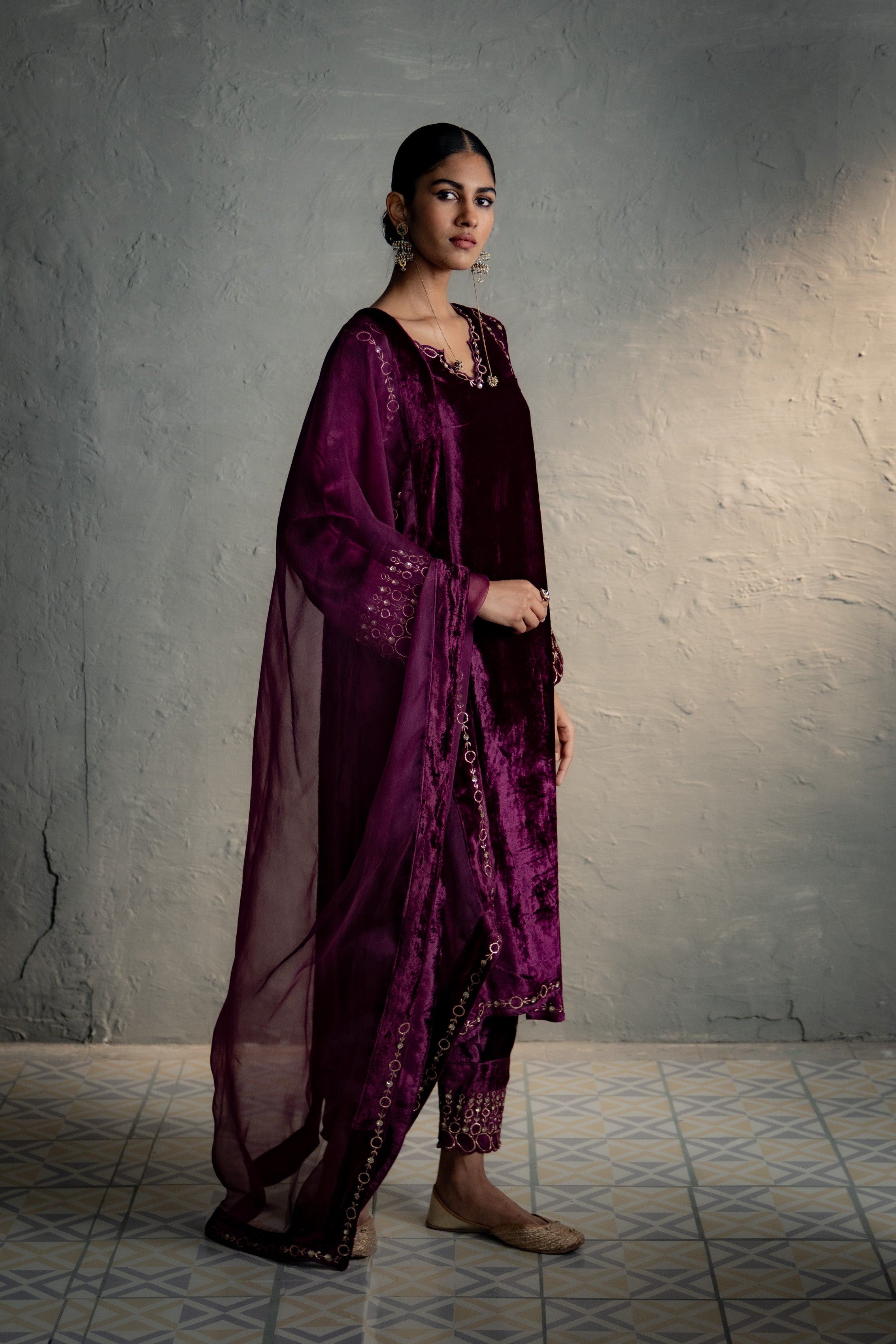 Phiran Style Velvet kurta Set