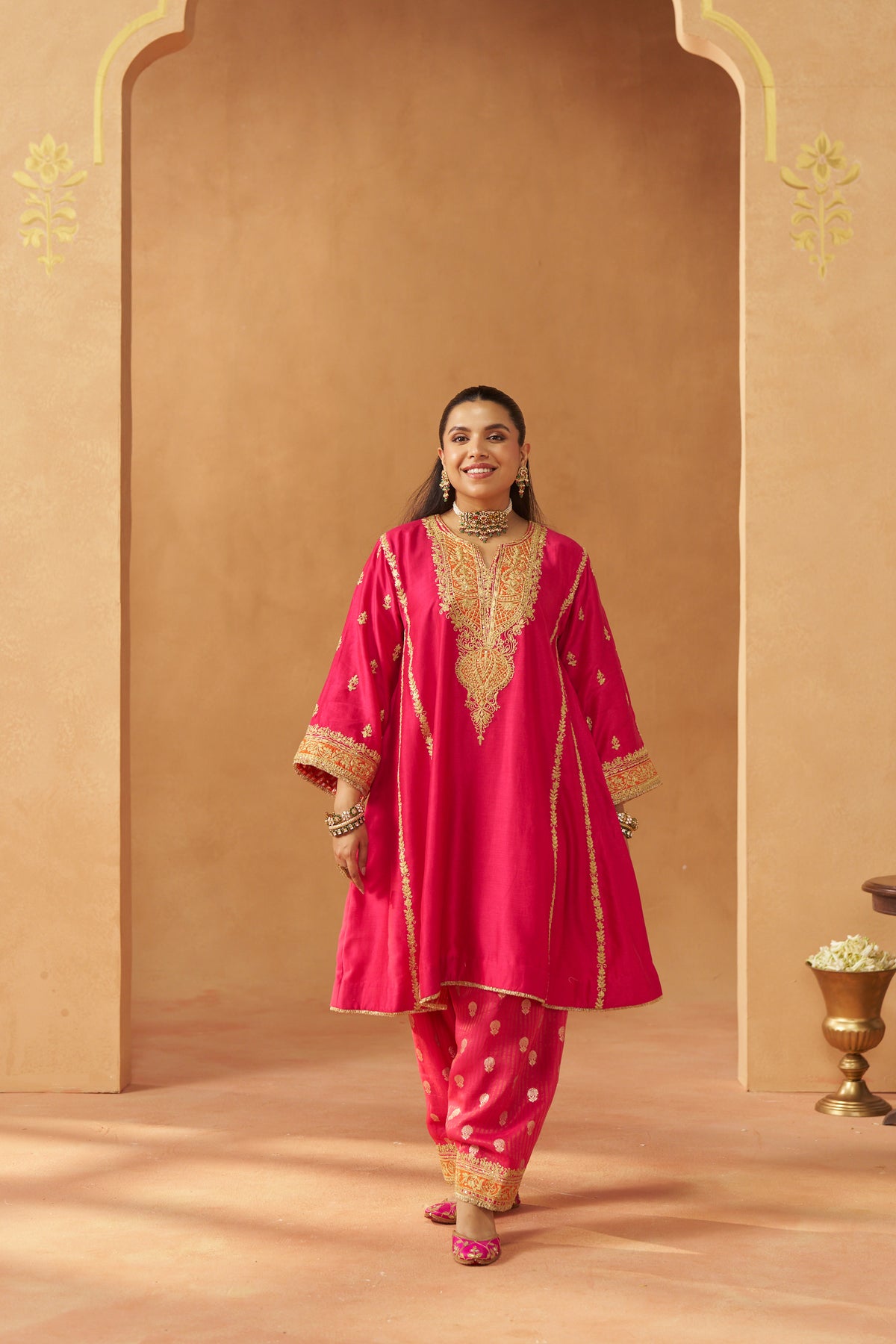 Maahgul Hotpink Kalidaar Chauga with Salwar with Dupatta