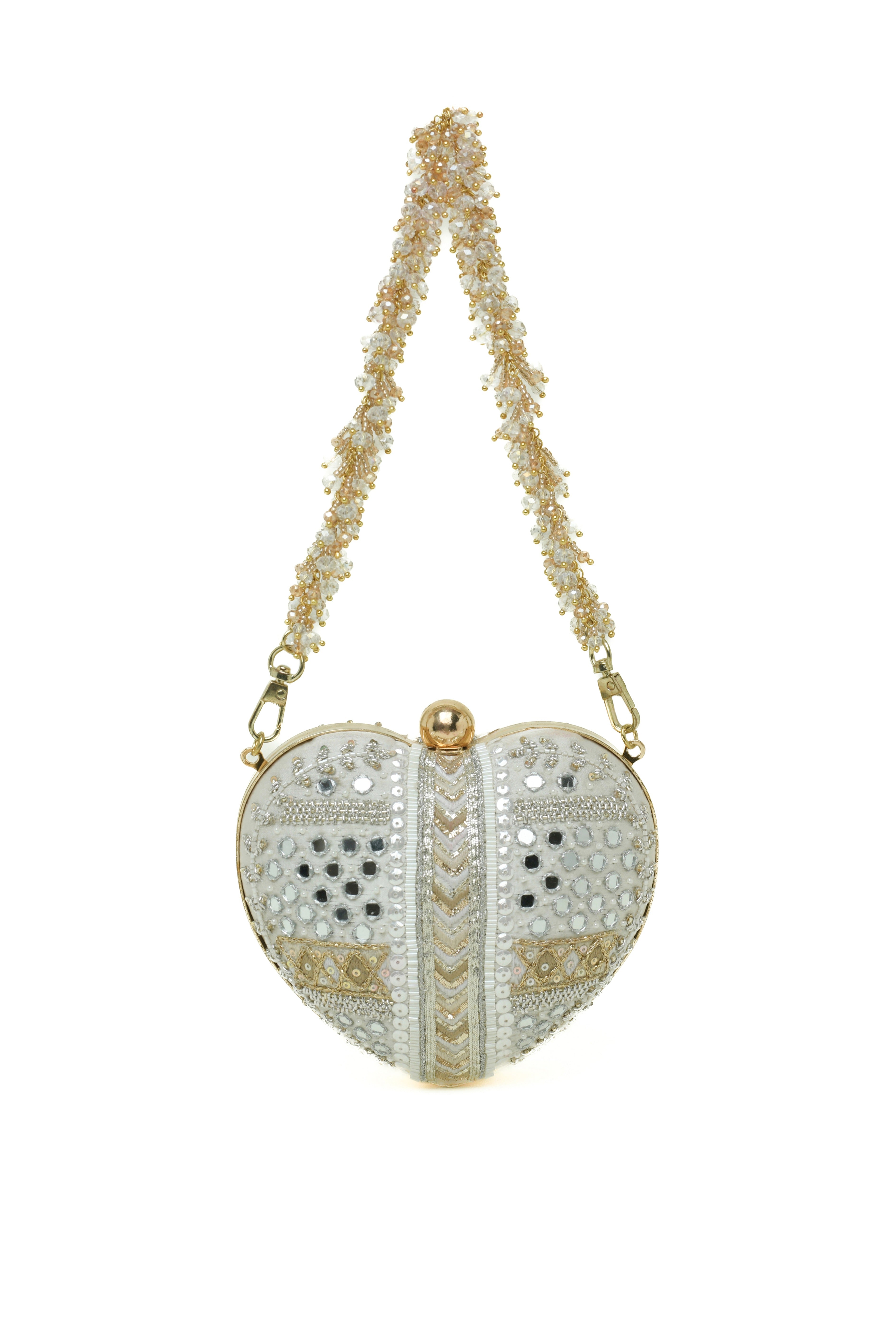 MANZAR HEART CLUTCH – IVORY