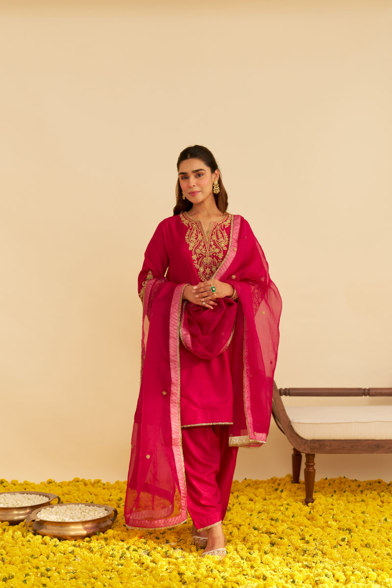 Marwa-Short Chauga With Salwar And Dupatta