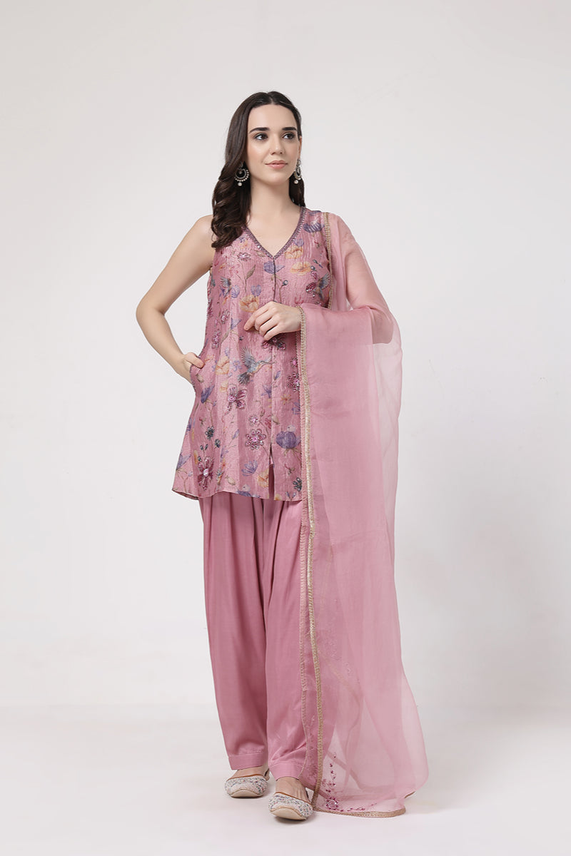 Mauve Crushed Salwar Set