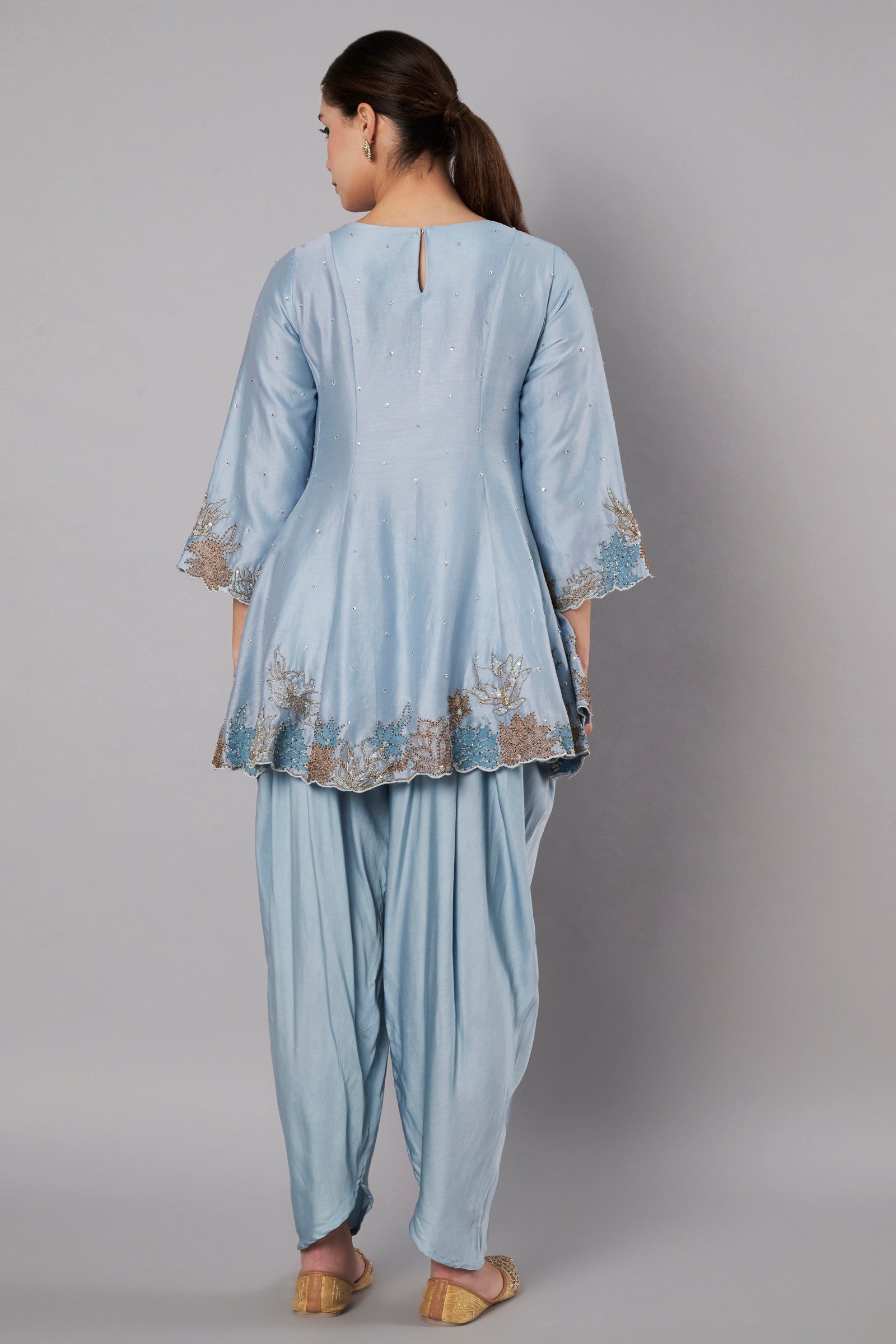 Meadow Short Kali Set with dhoti - Dusty Blue