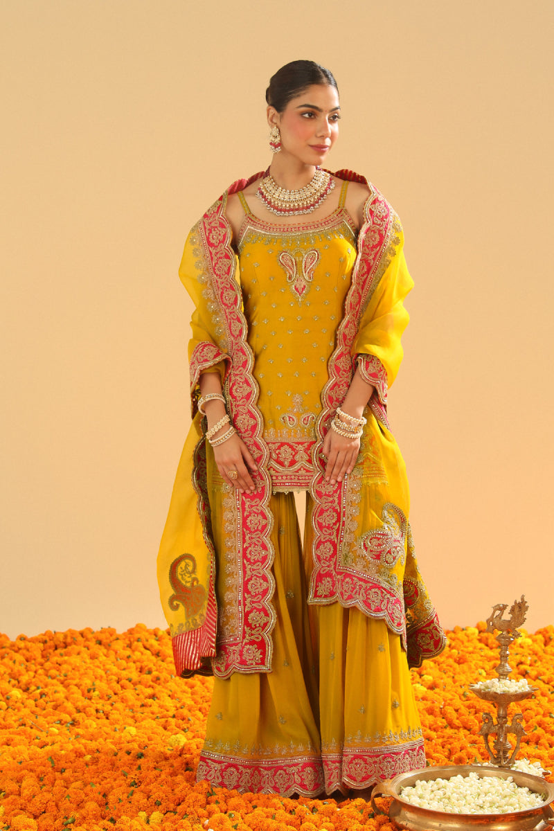 Mehan-Short Kurta with Garara and Dupatta