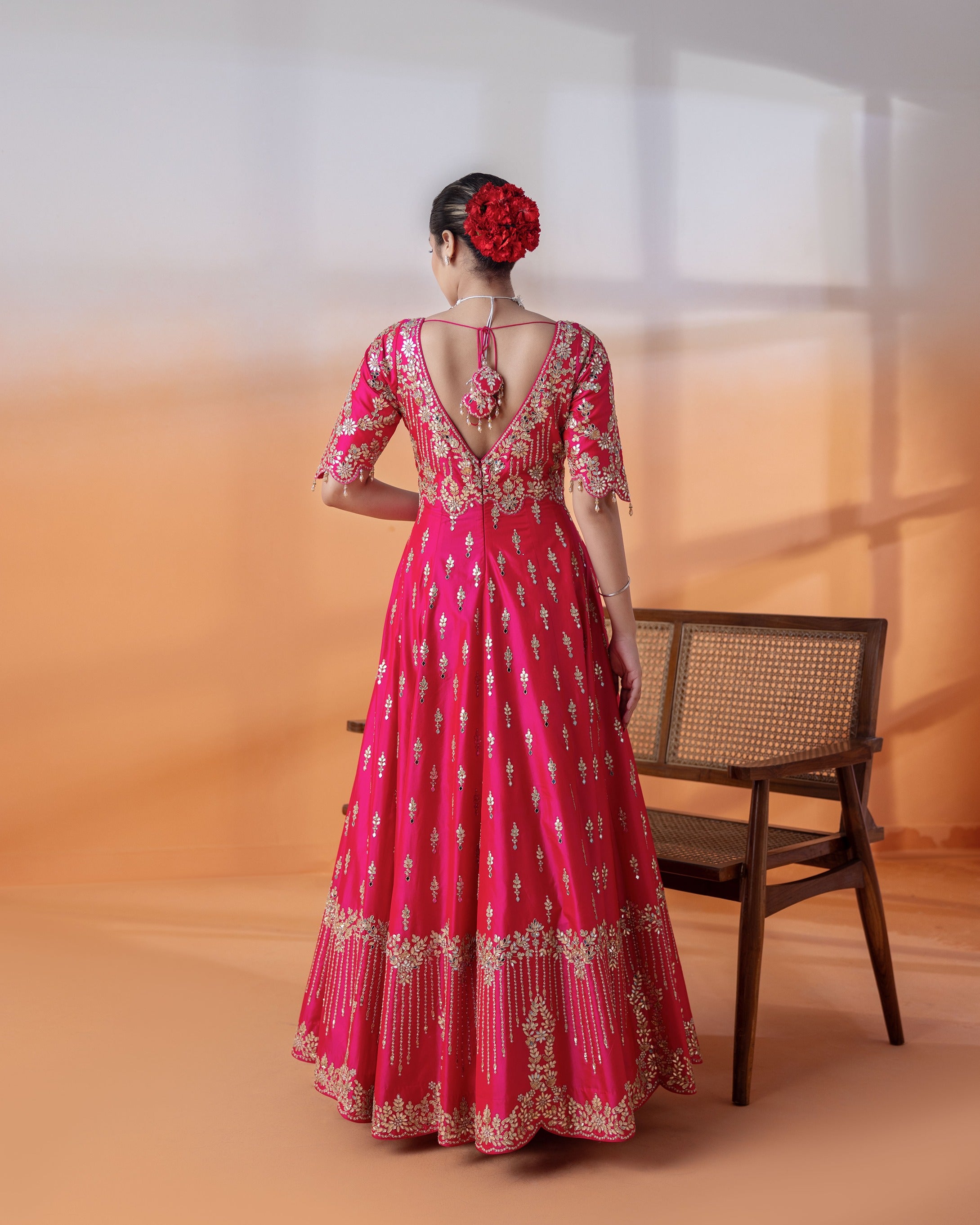 Hot Pink Gota Patti & Kundan Gharara Set