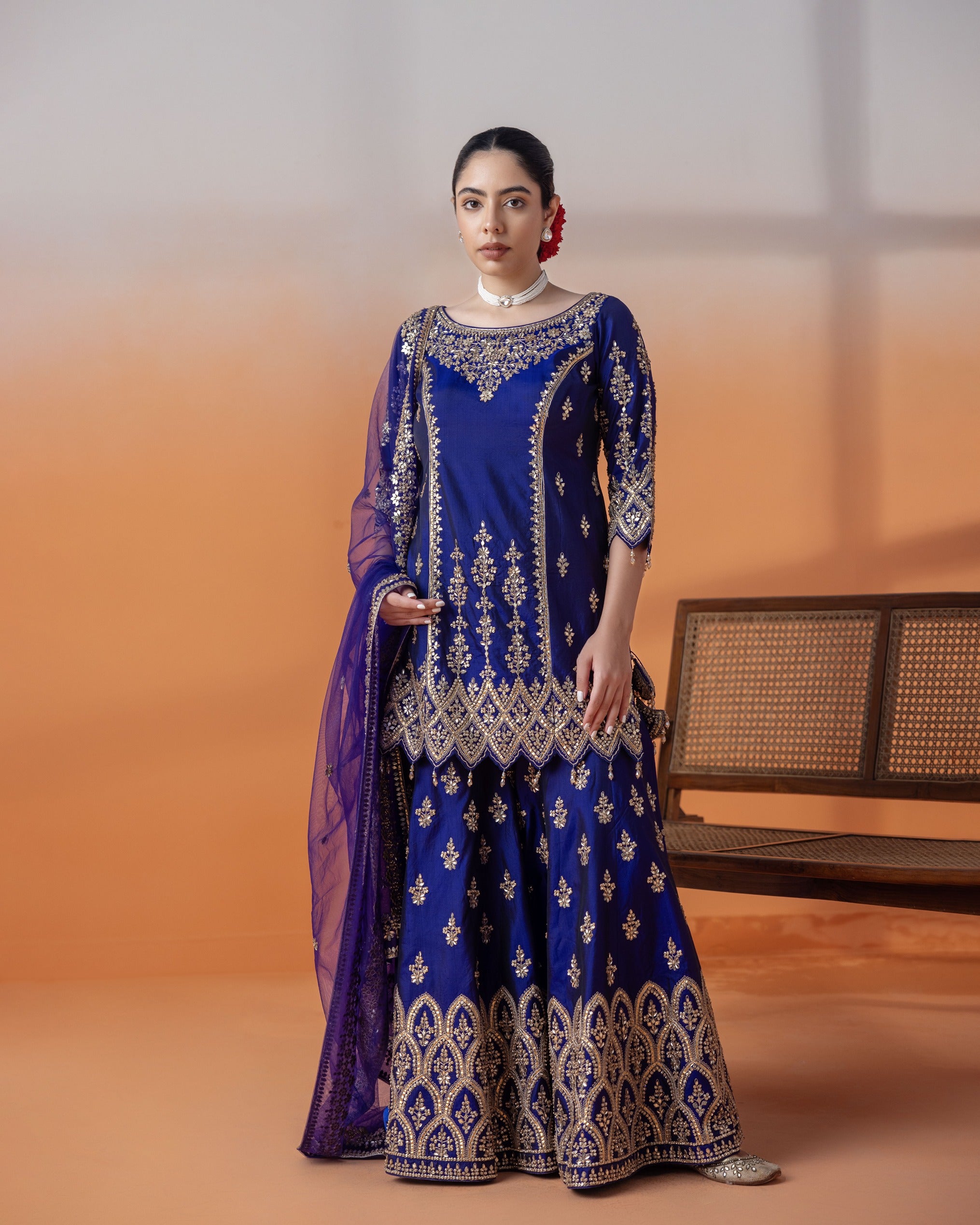 Purple Cut Dana Sharara Set