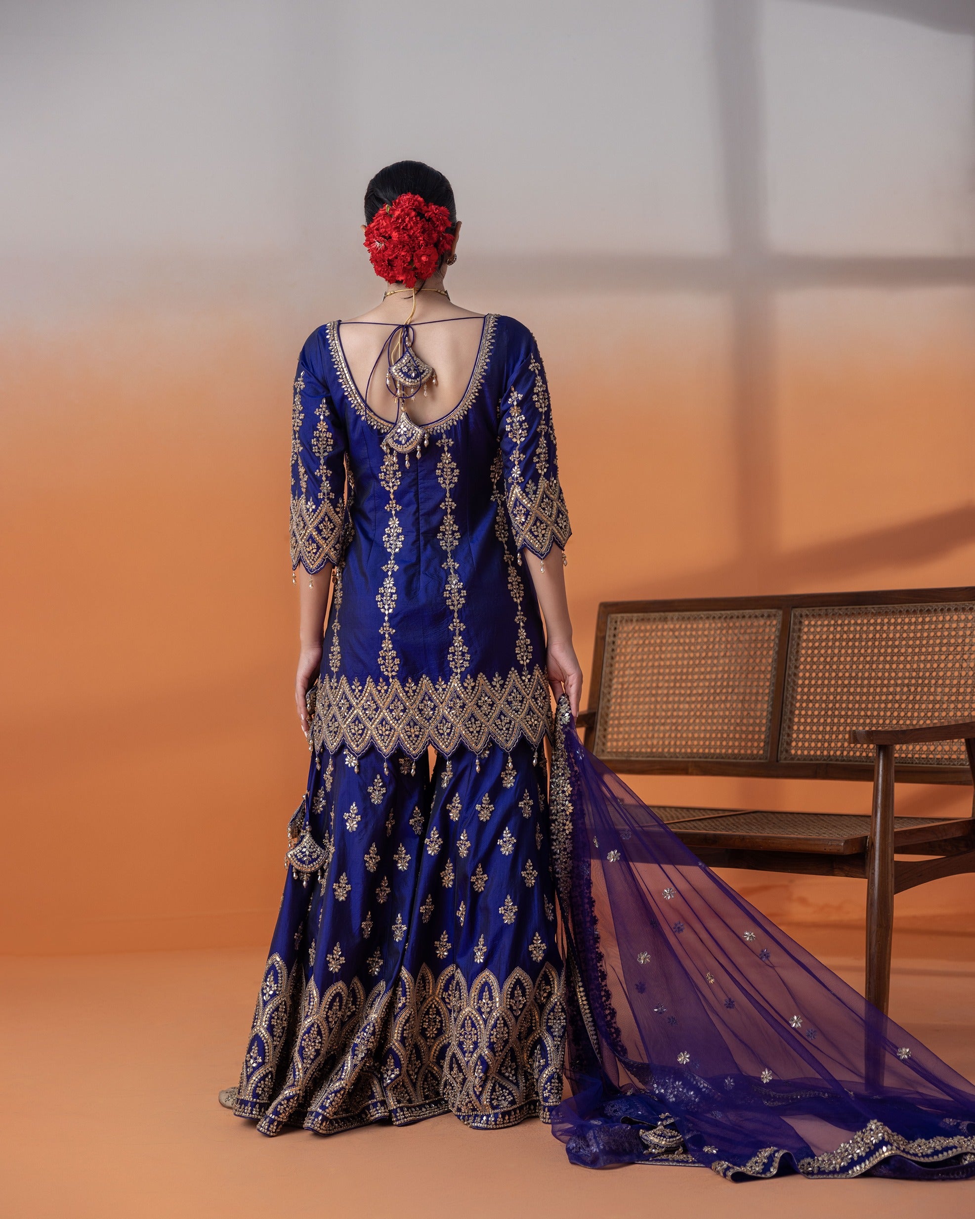 Purple Cut Dana Sharara Set