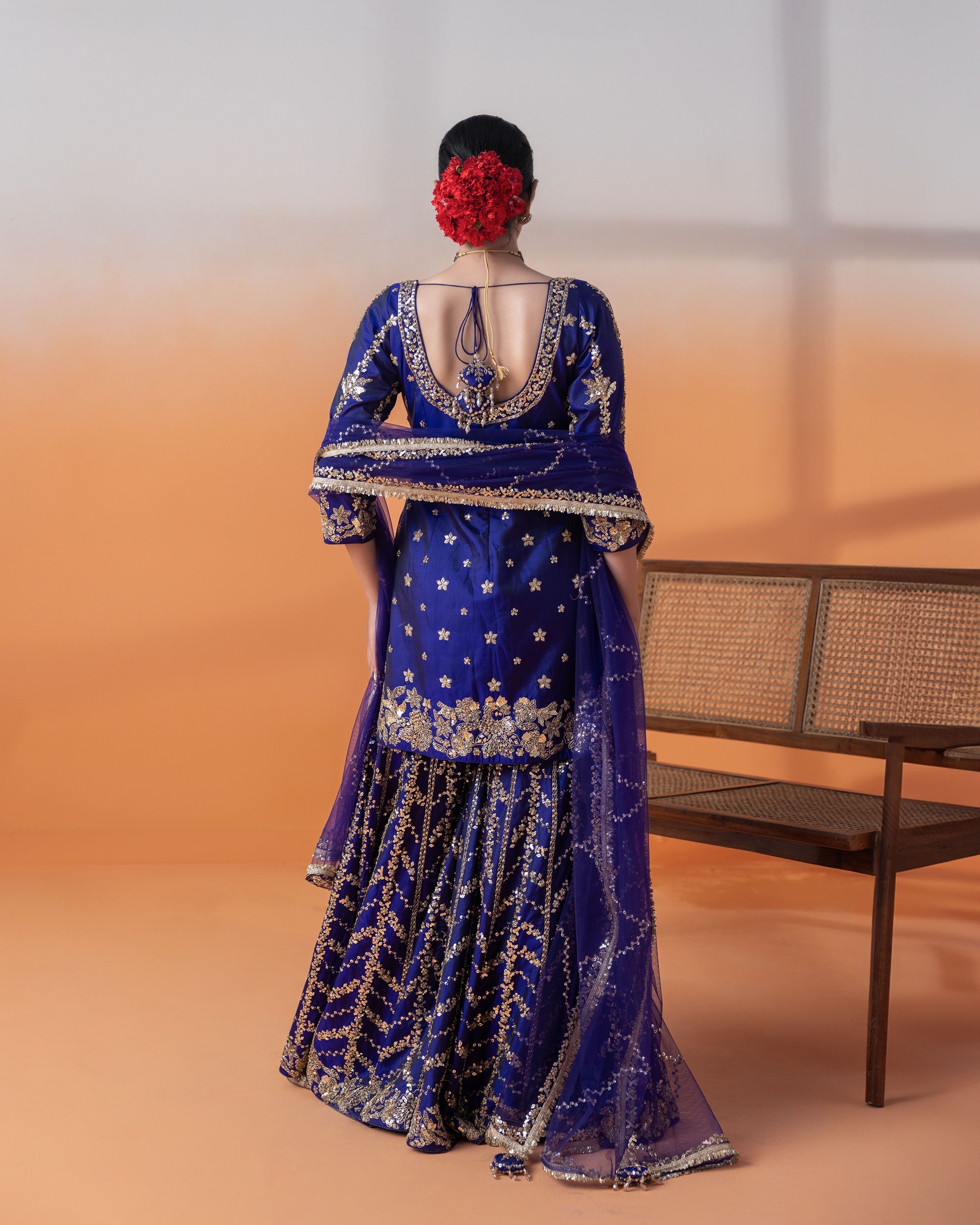 Purple Zardosi & Dapka Gharara Set