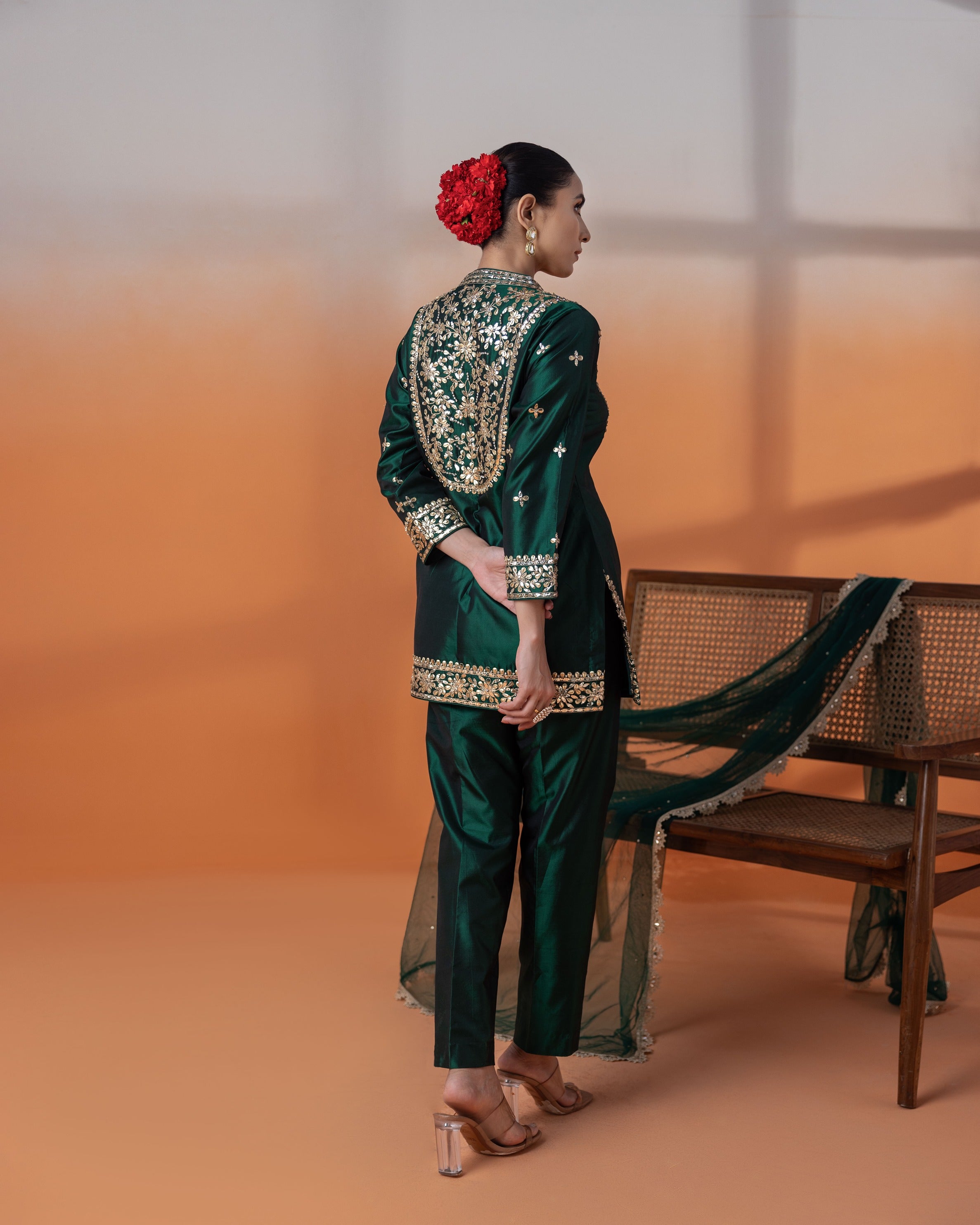 Bottle Green Nakshi & Dapka Ensemble