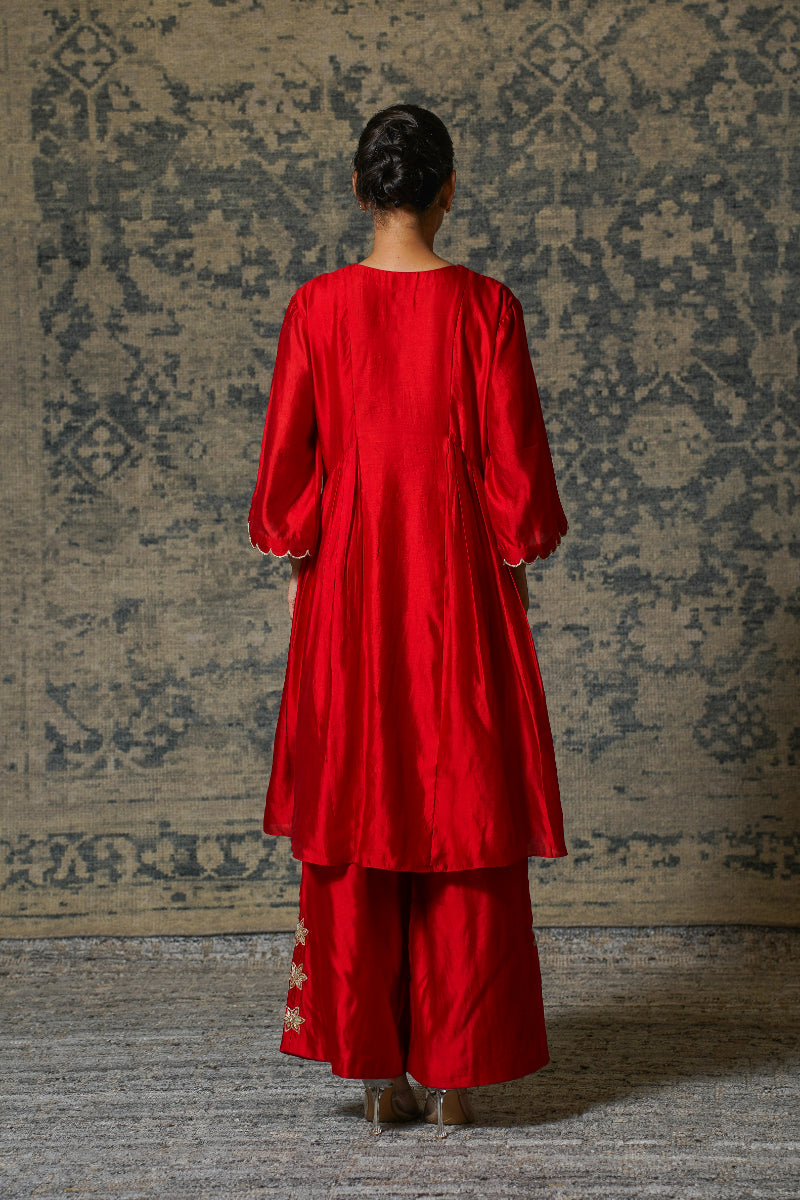 Noor Red Gather Kurta Set