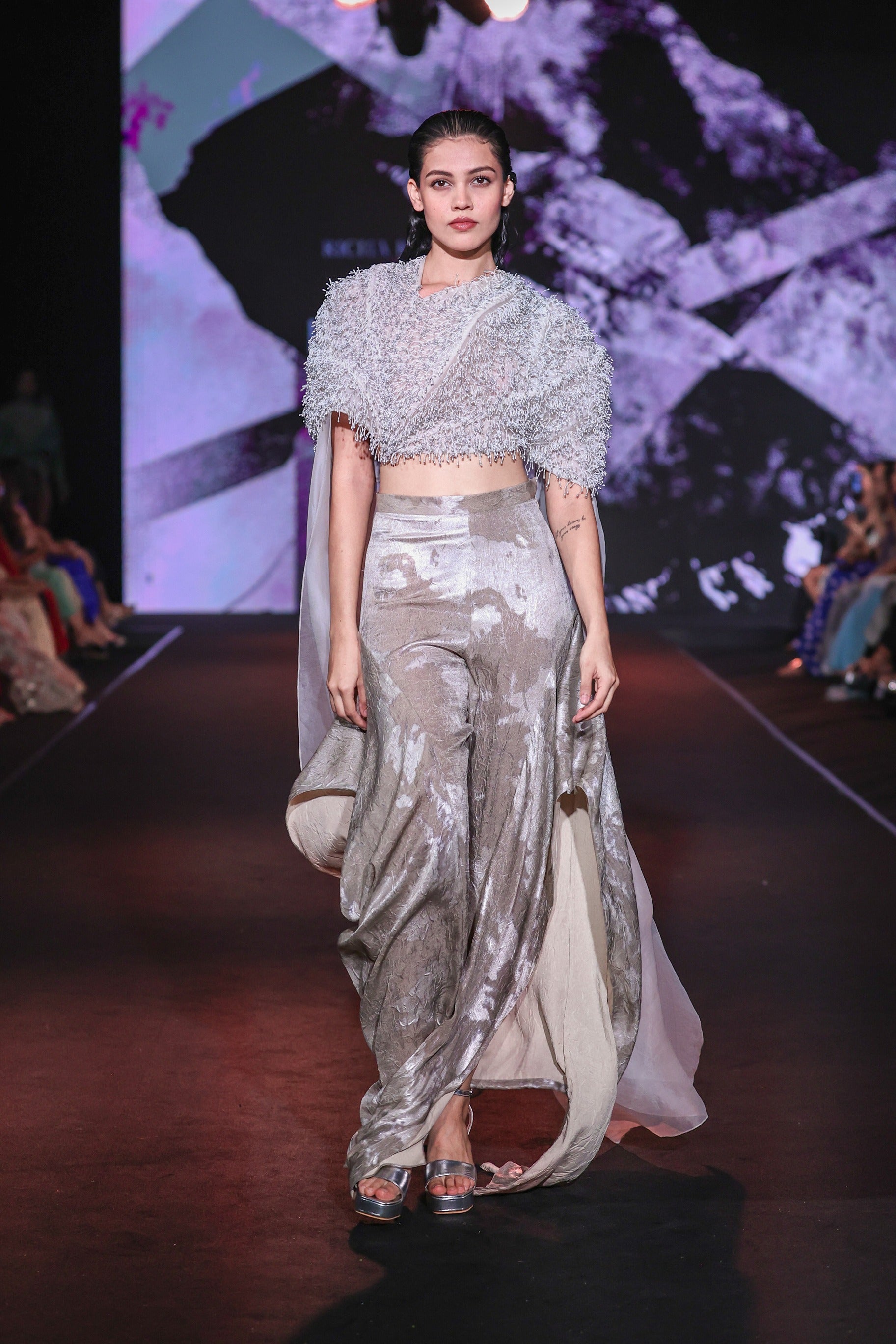 Organza 3D Boning Top With Printed Pants