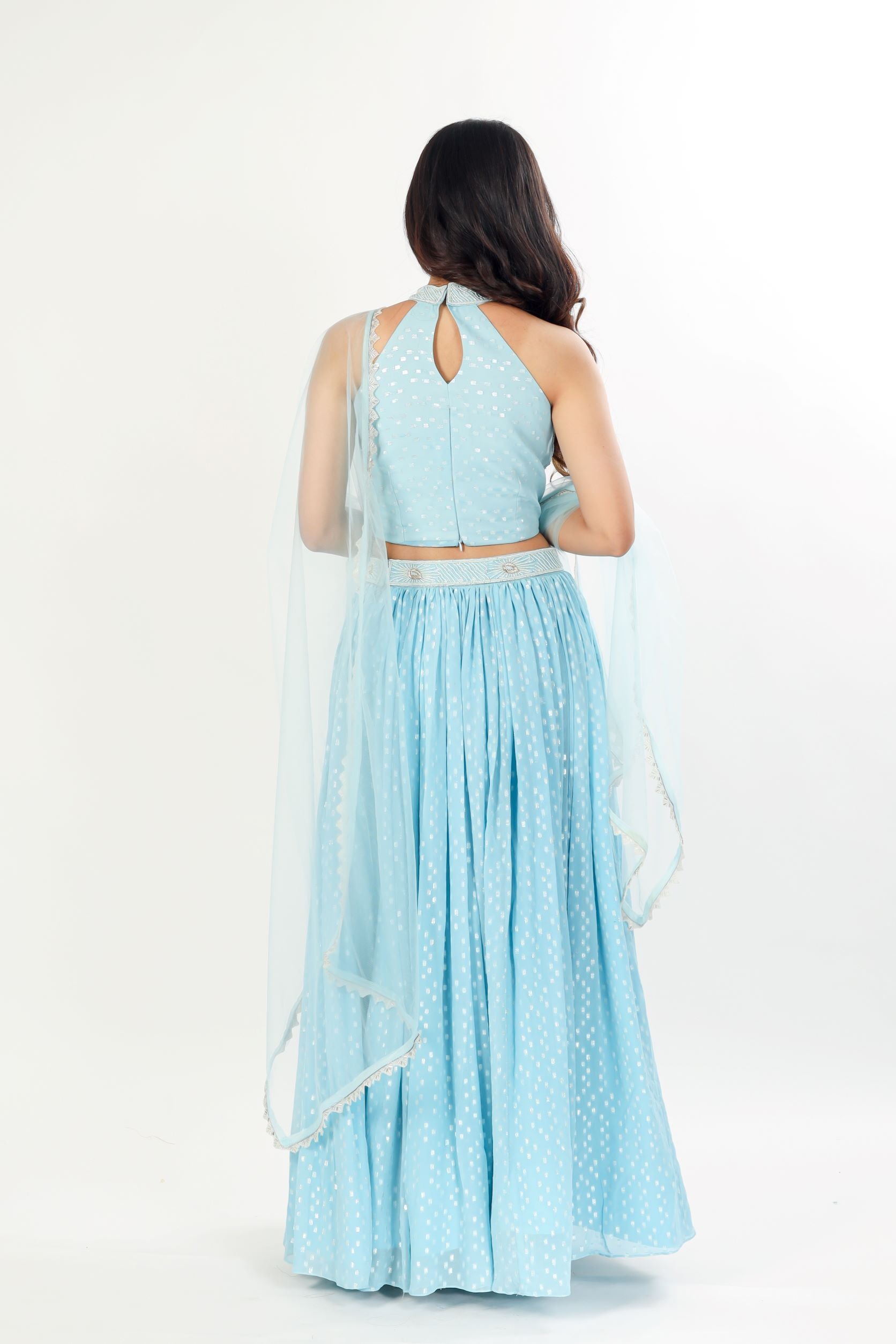 Blue Lehenga With Handwork Bluse And Dupatta
