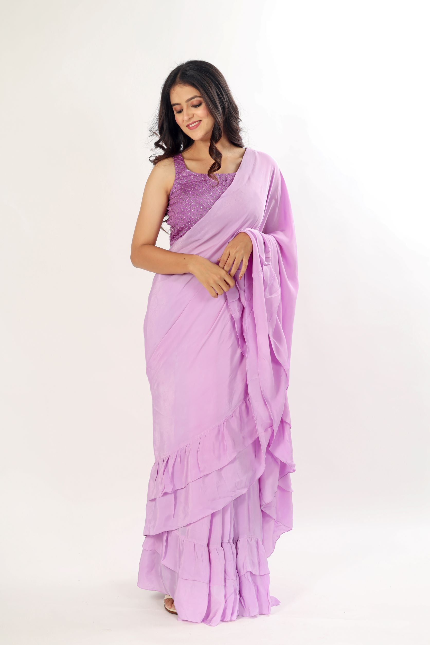Ruffle Ready To Wear Saree With Bouse