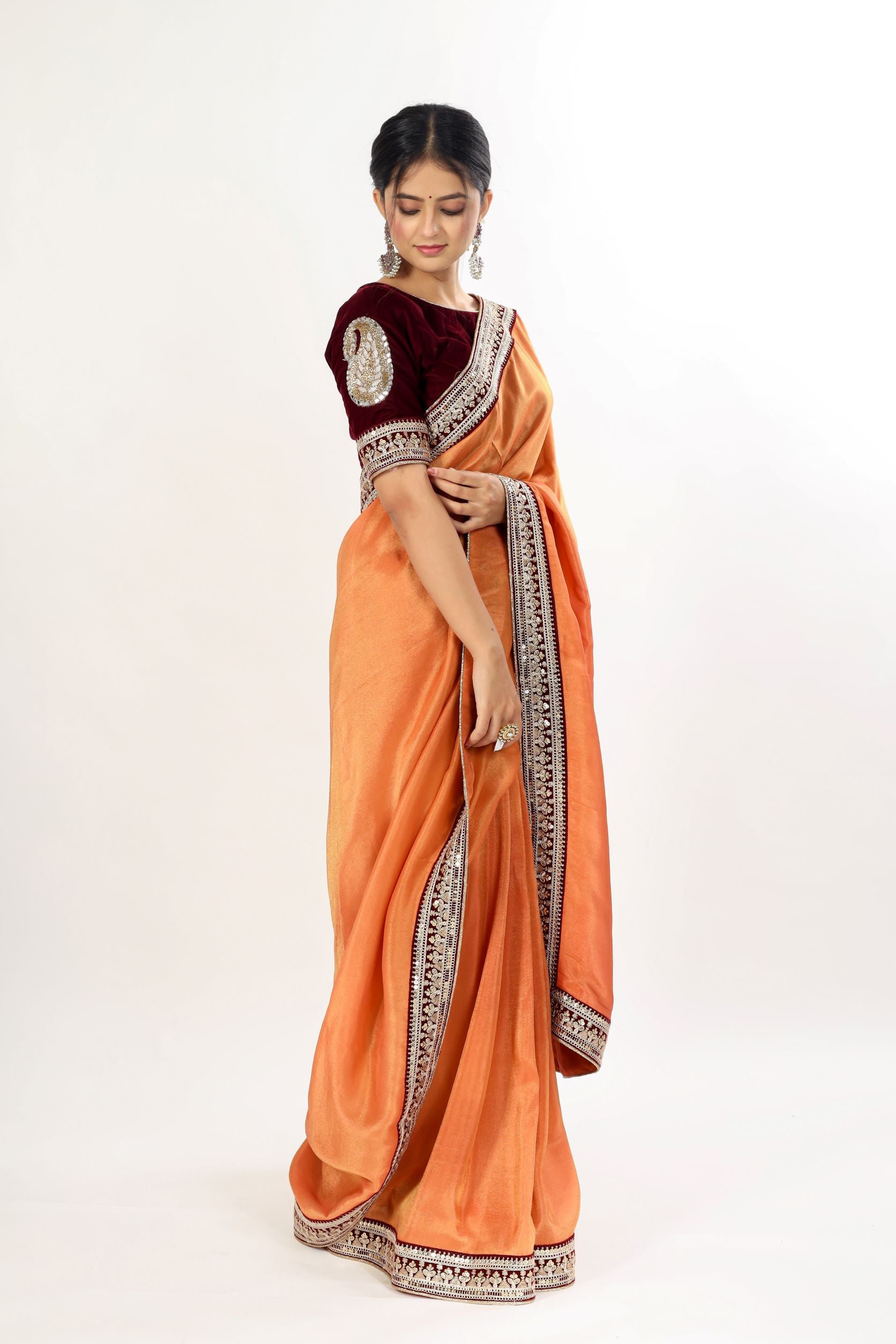 Tissue Silk Saree With Lace Border
