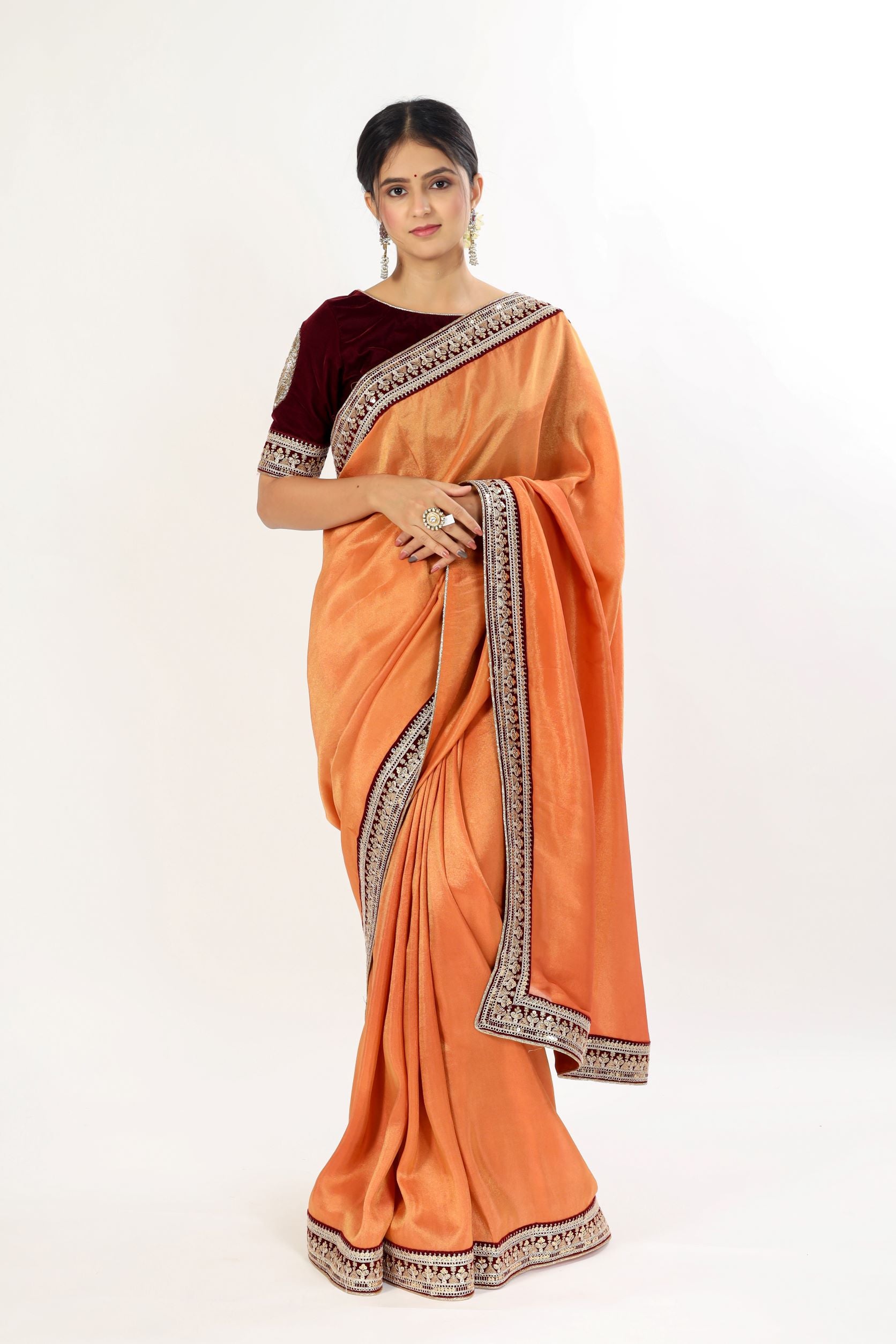 Tissue Silk Saree With Lace Border