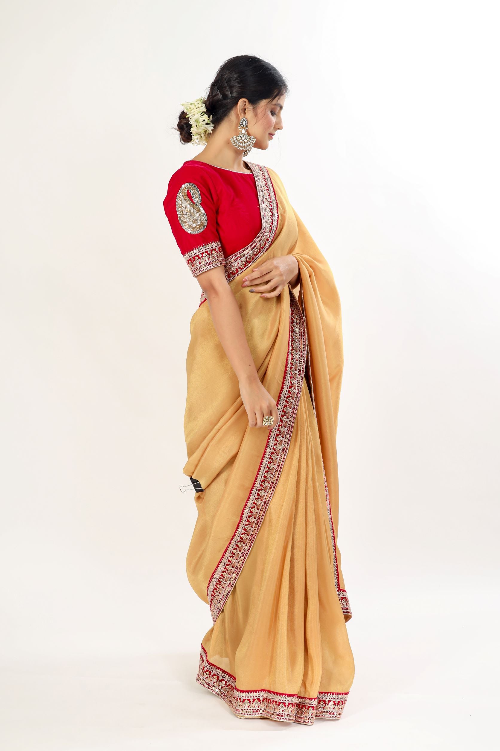 Tissue Silk Saree With Lace Border