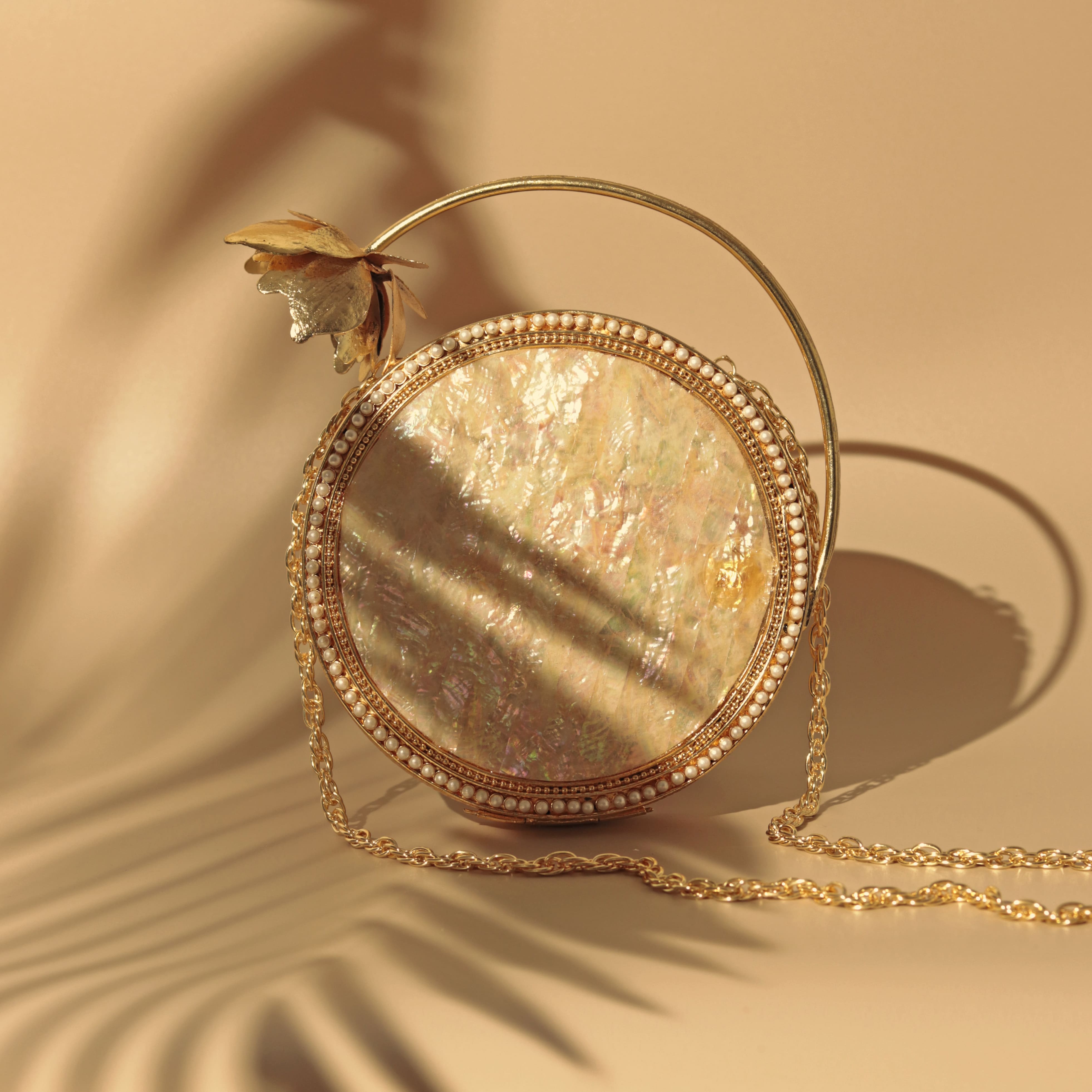 THE TAN CLAN Naaz Embellished Mother of Pearl Clutch