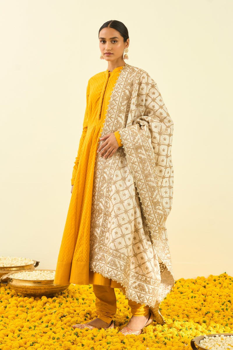 Daisy Ivory Tilla Embroidery Odhni