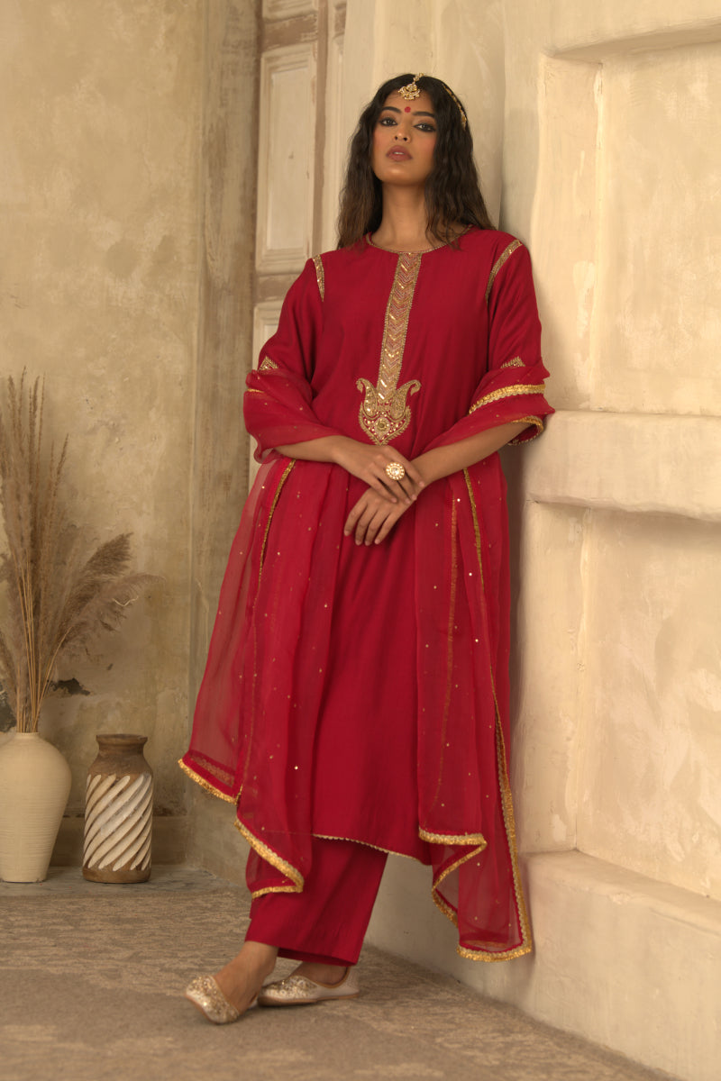 PINK MUGHAL PASHA KURTA SET