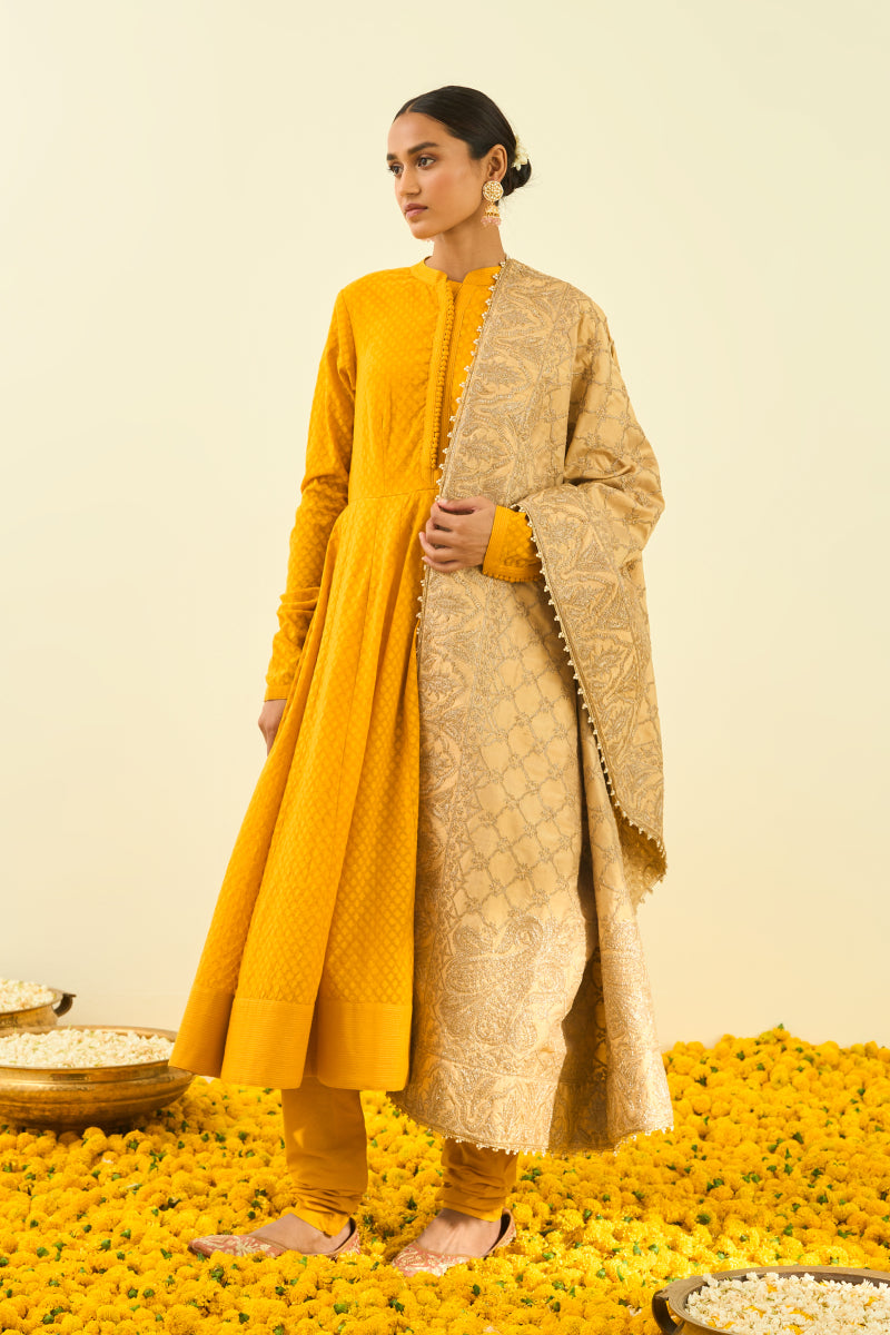 Gold Tilla Embroidery Odhni