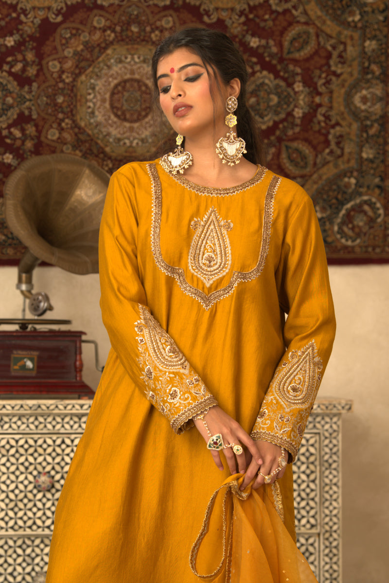 MUSTARD MEHRAB KURTA SET