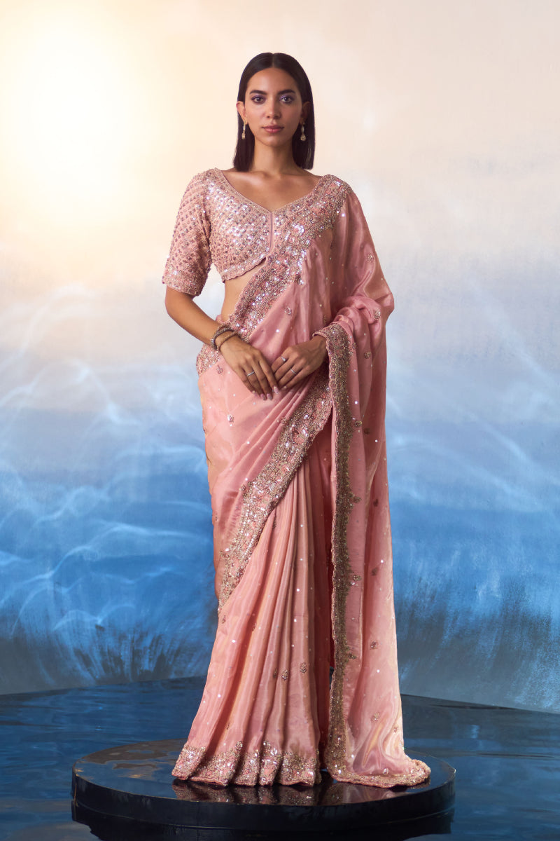 Peach Tissue Saree