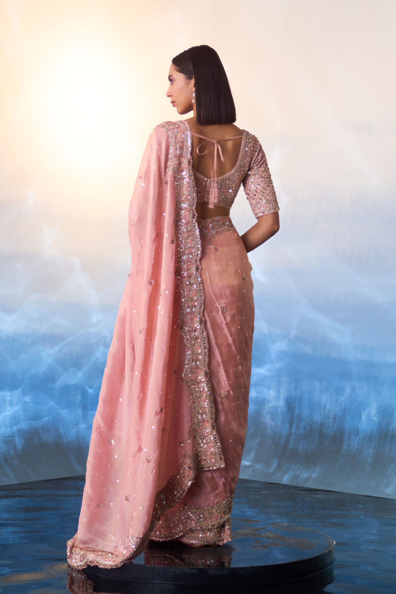 Peach Tissue Saree