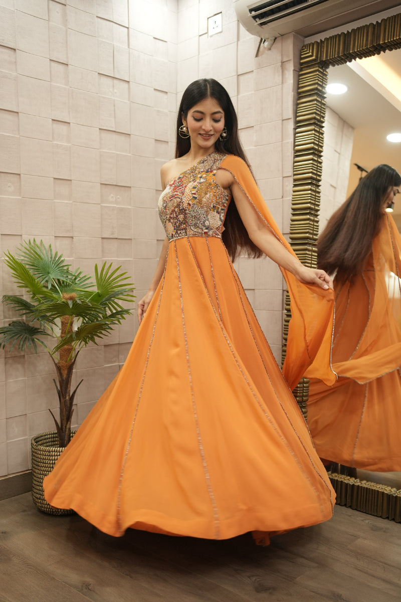 Burn Orange Ember Gown