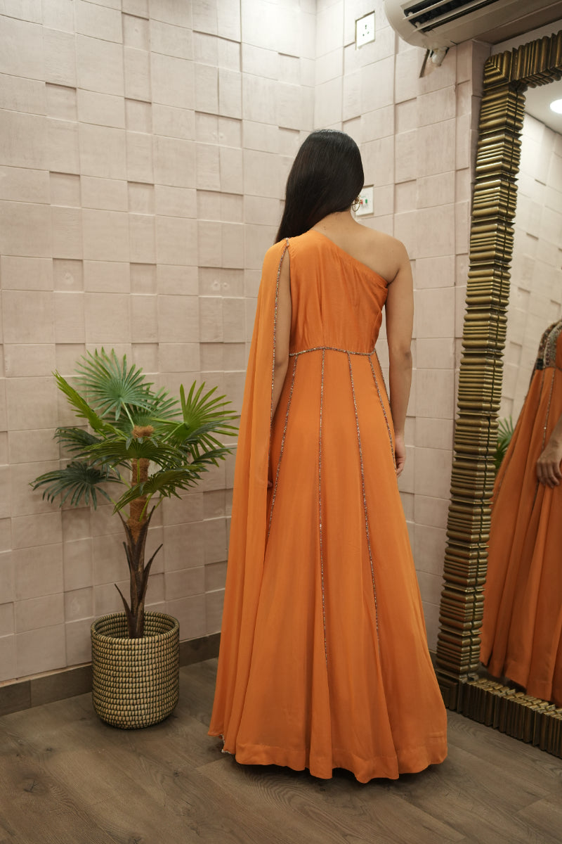 Burn Orange Ember Gown
