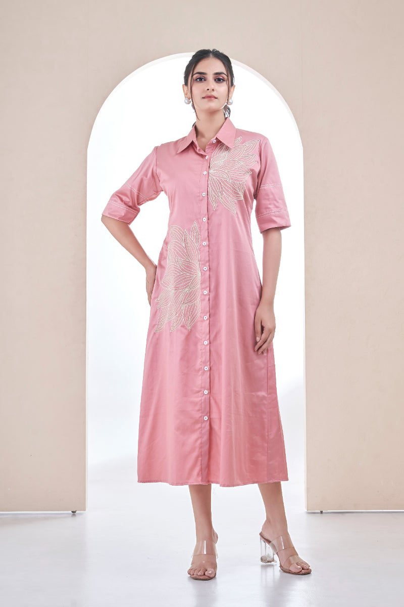 Pink Bloom Shirt Dress