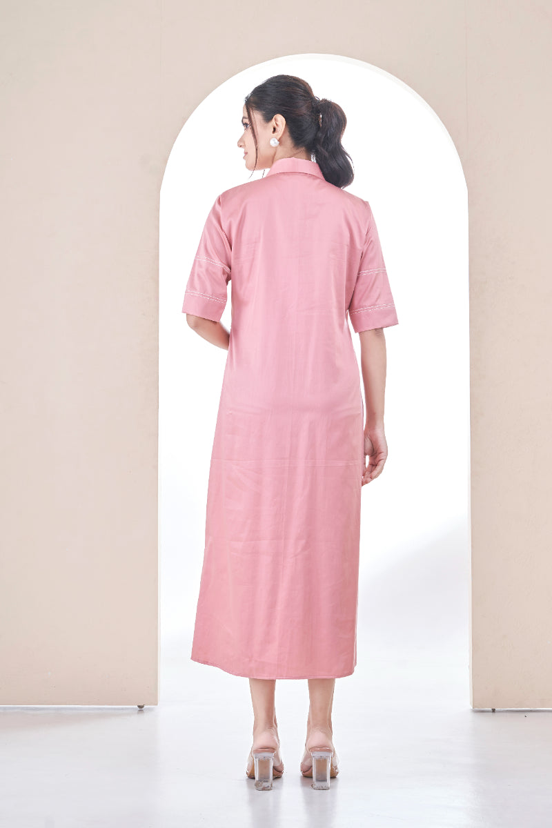 Pink Bloom Shirt Dress