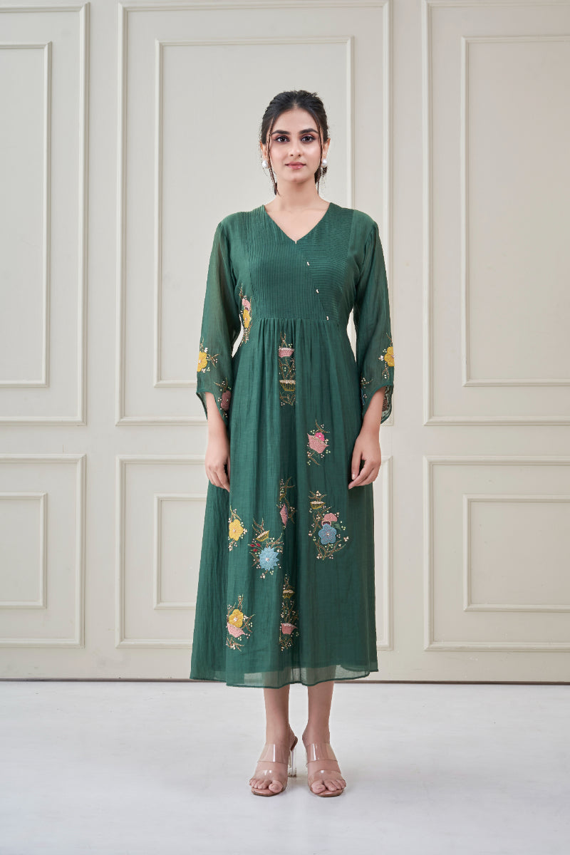 Bottle Green Fleur dress