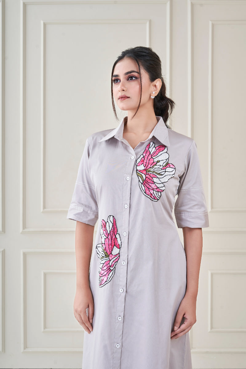 Grey Blossom Sketch Dress