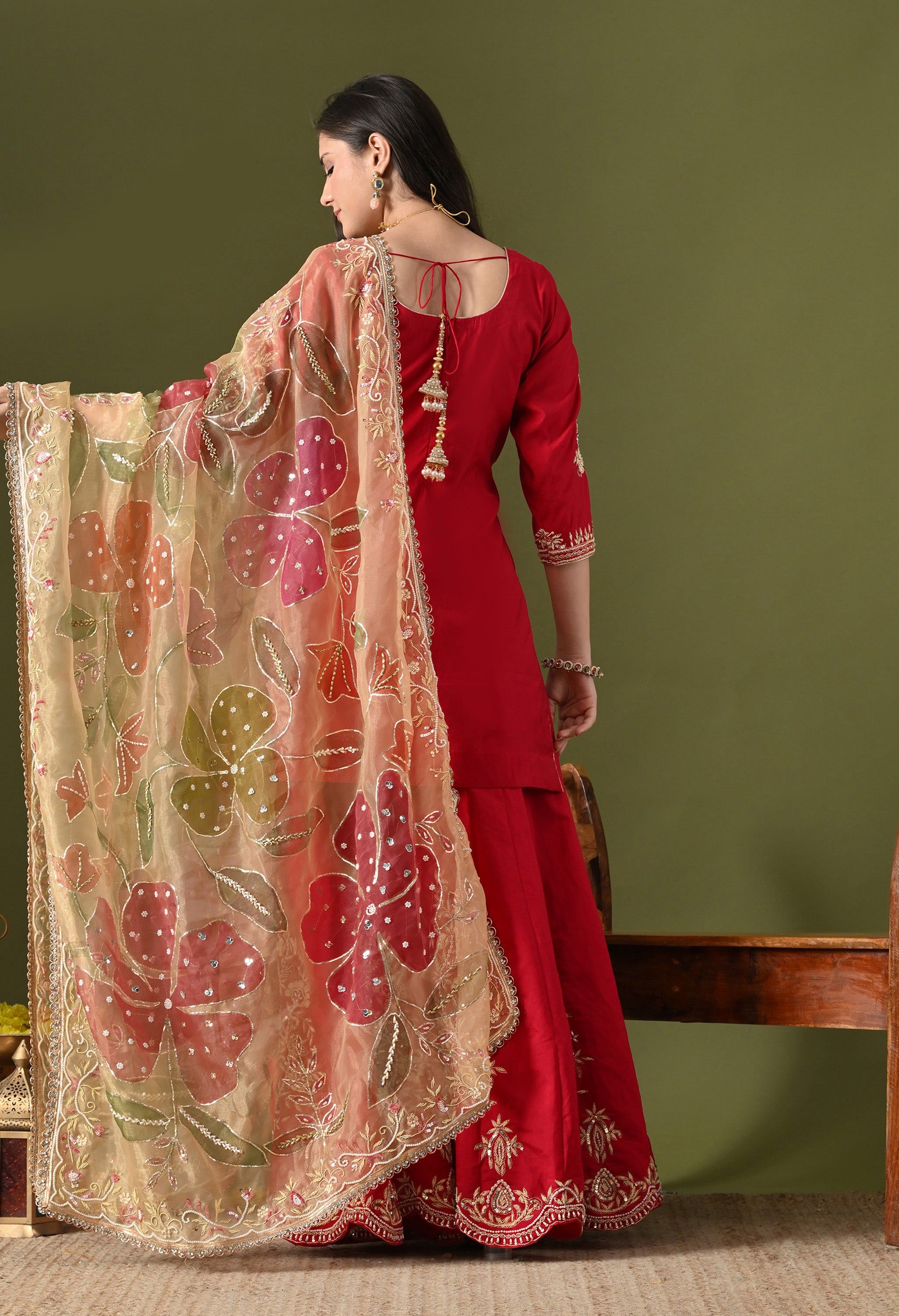 Pink Silk Sharara Set