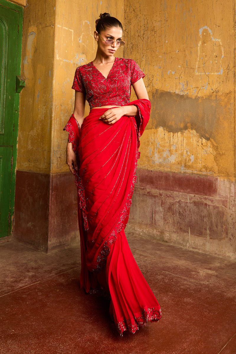 Scarlet Veil Saree