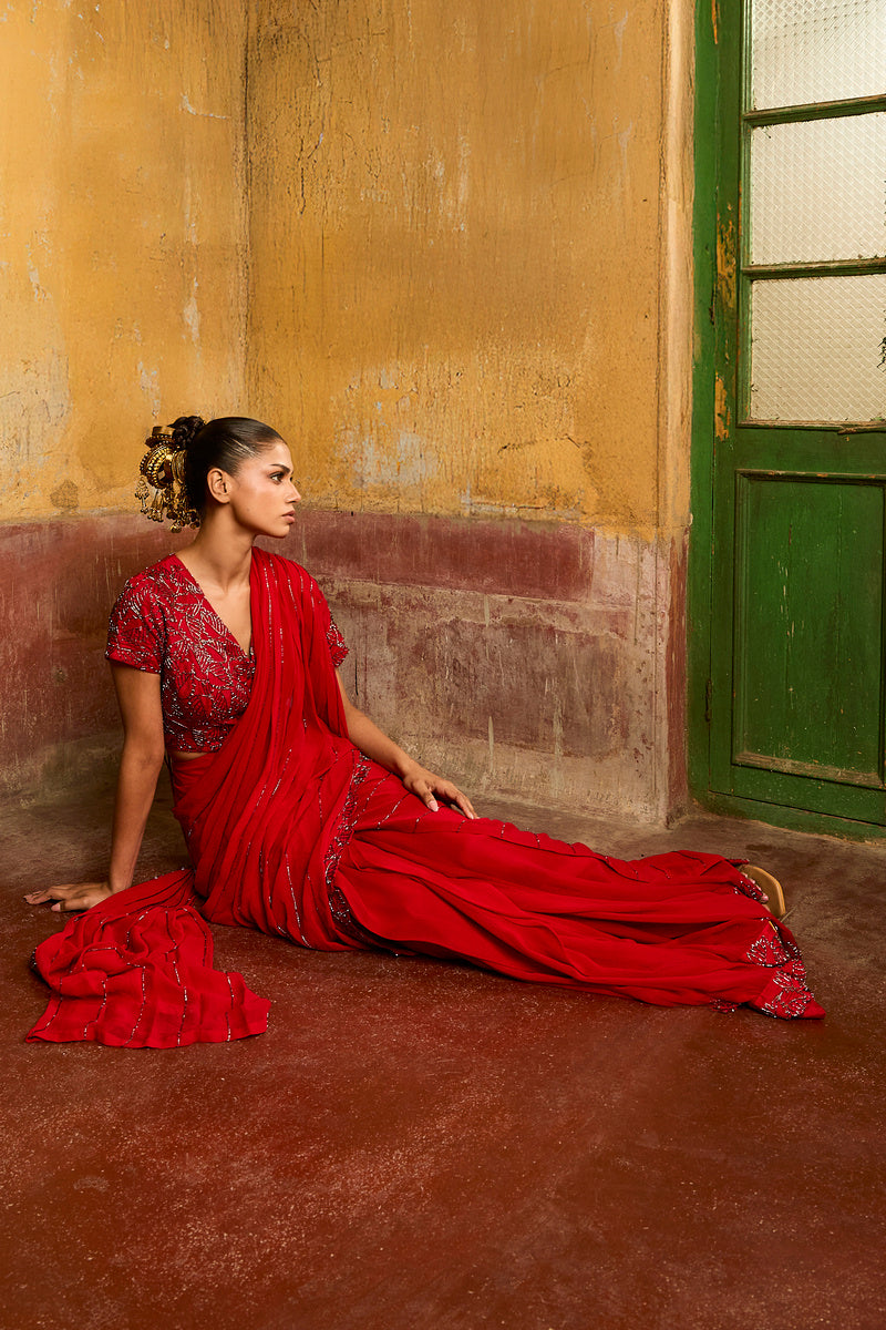 Scarlet Veil Saree