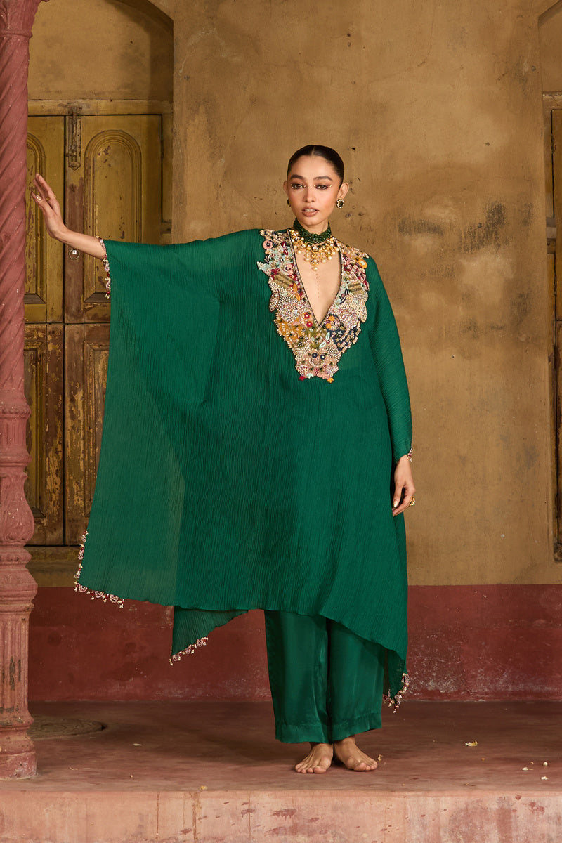 Raas Gulnaar Kaftan In Emerald
