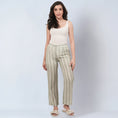 Load image into Gallery viewer, Sage Green and Ecru Stripe Pants
