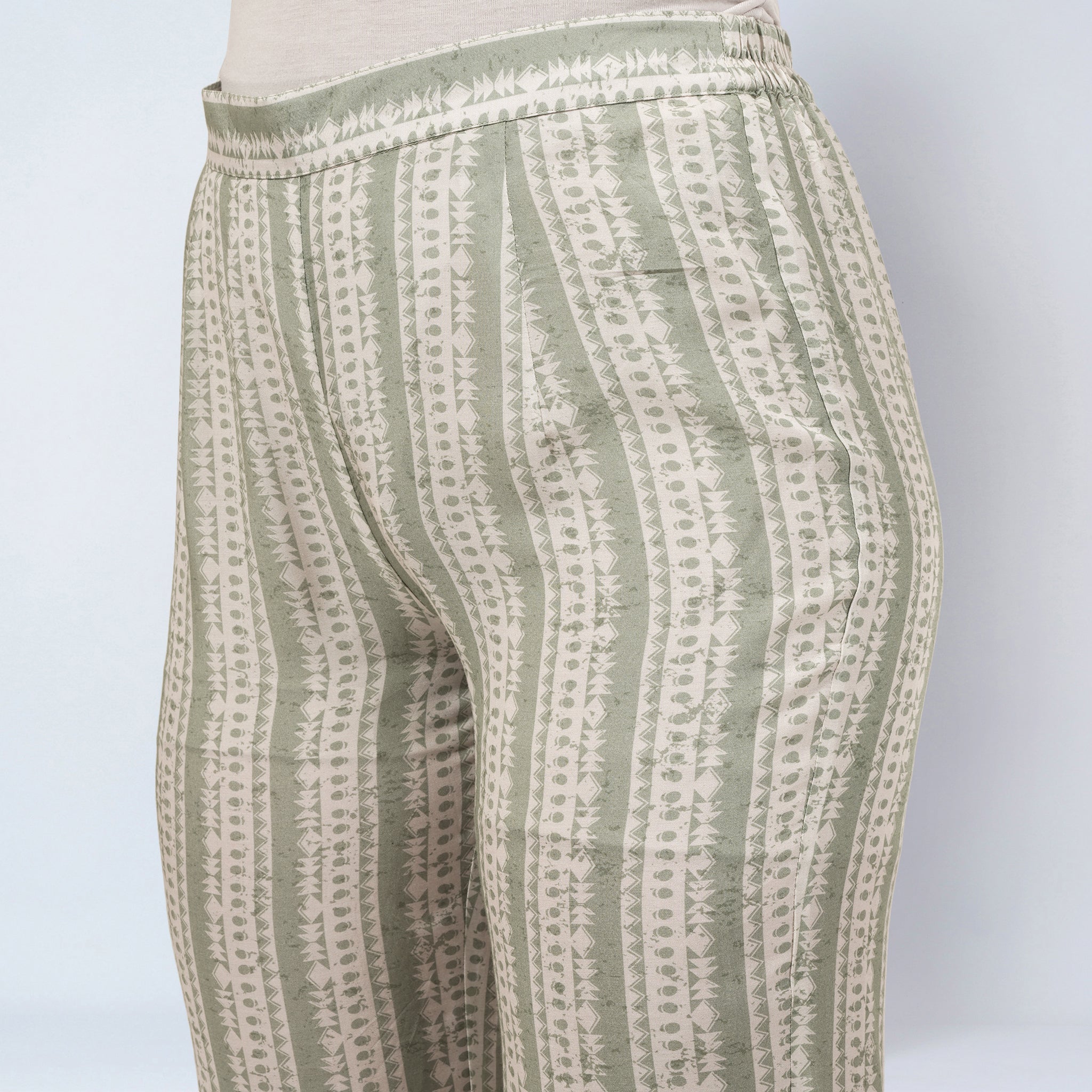 Sage Green and Ecru Stripe Pants