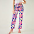 Load image into Gallery viewer, Blue and Pink Marine Wave Print Pants
