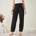 Load image into Gallery viewer, Black Linen Pants with Lace Detail
