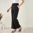 Load image into Gallery viewer, Black Linen High-Waisted Straight Pants
