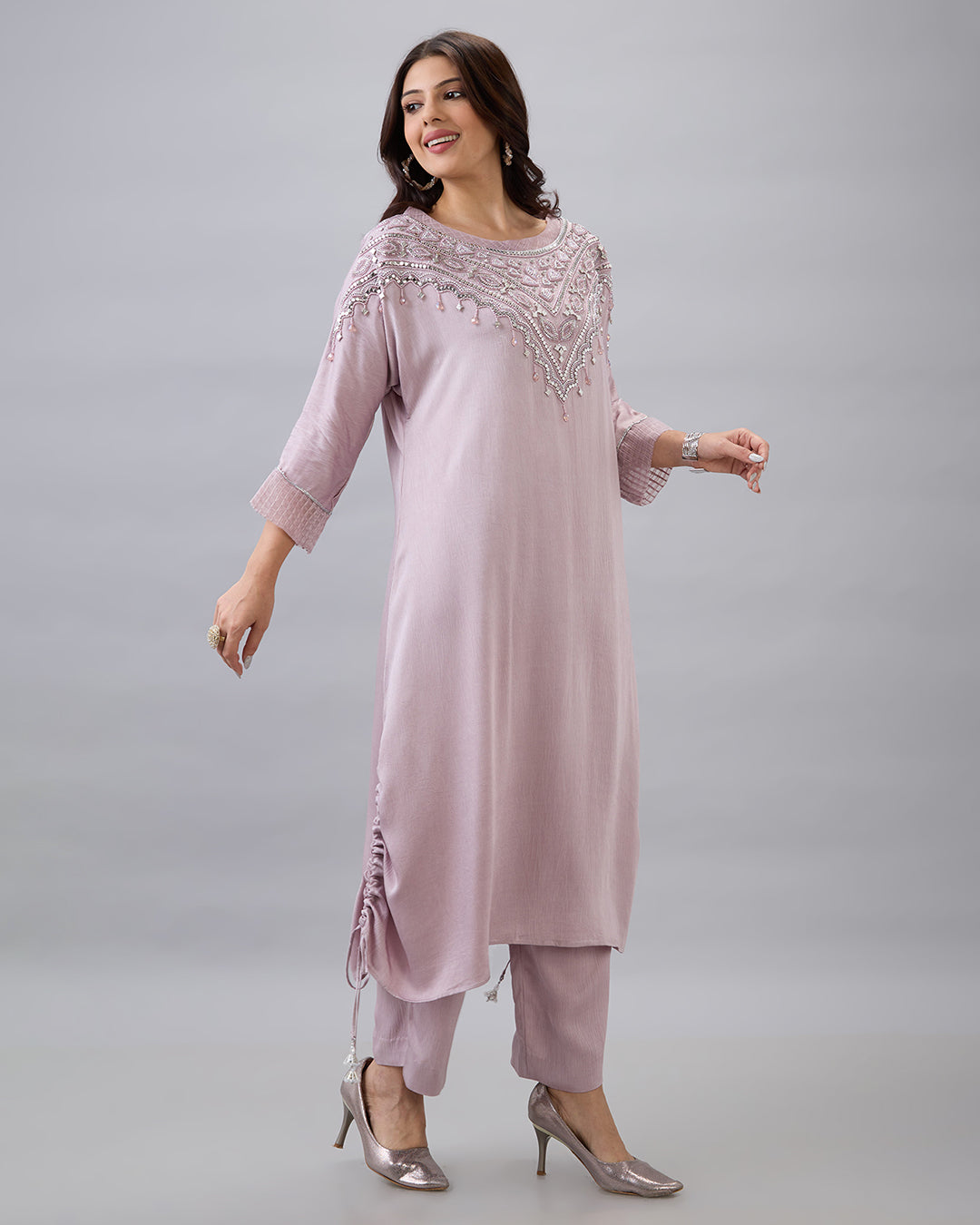 Mauve Embroidered Co-ord Set