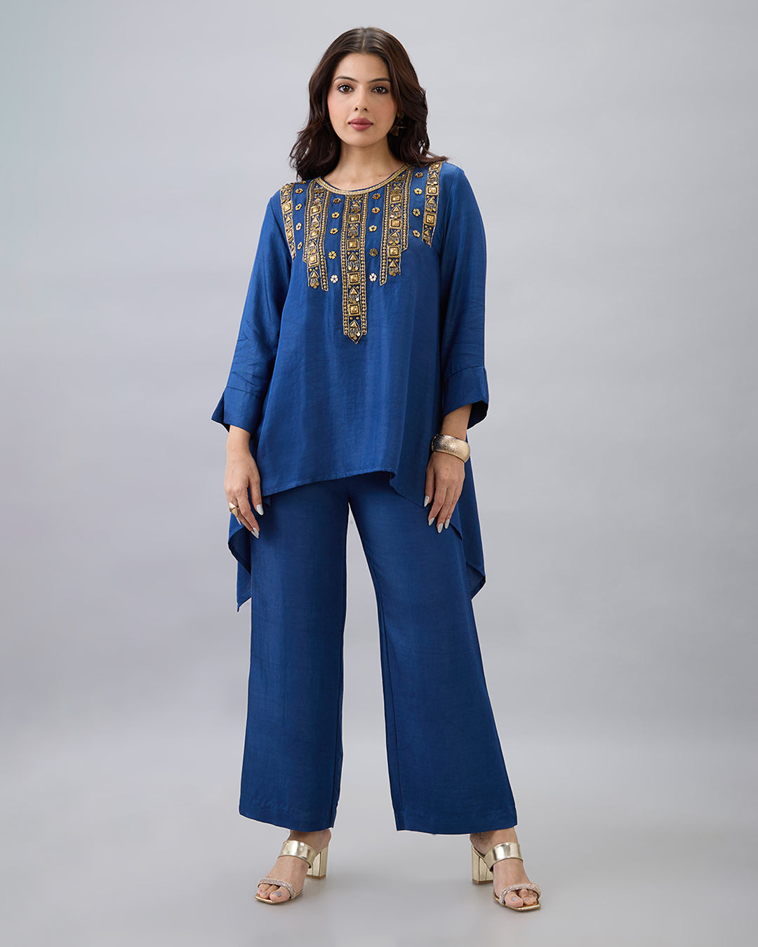 Royal Blue Embroidered Co-ord Set