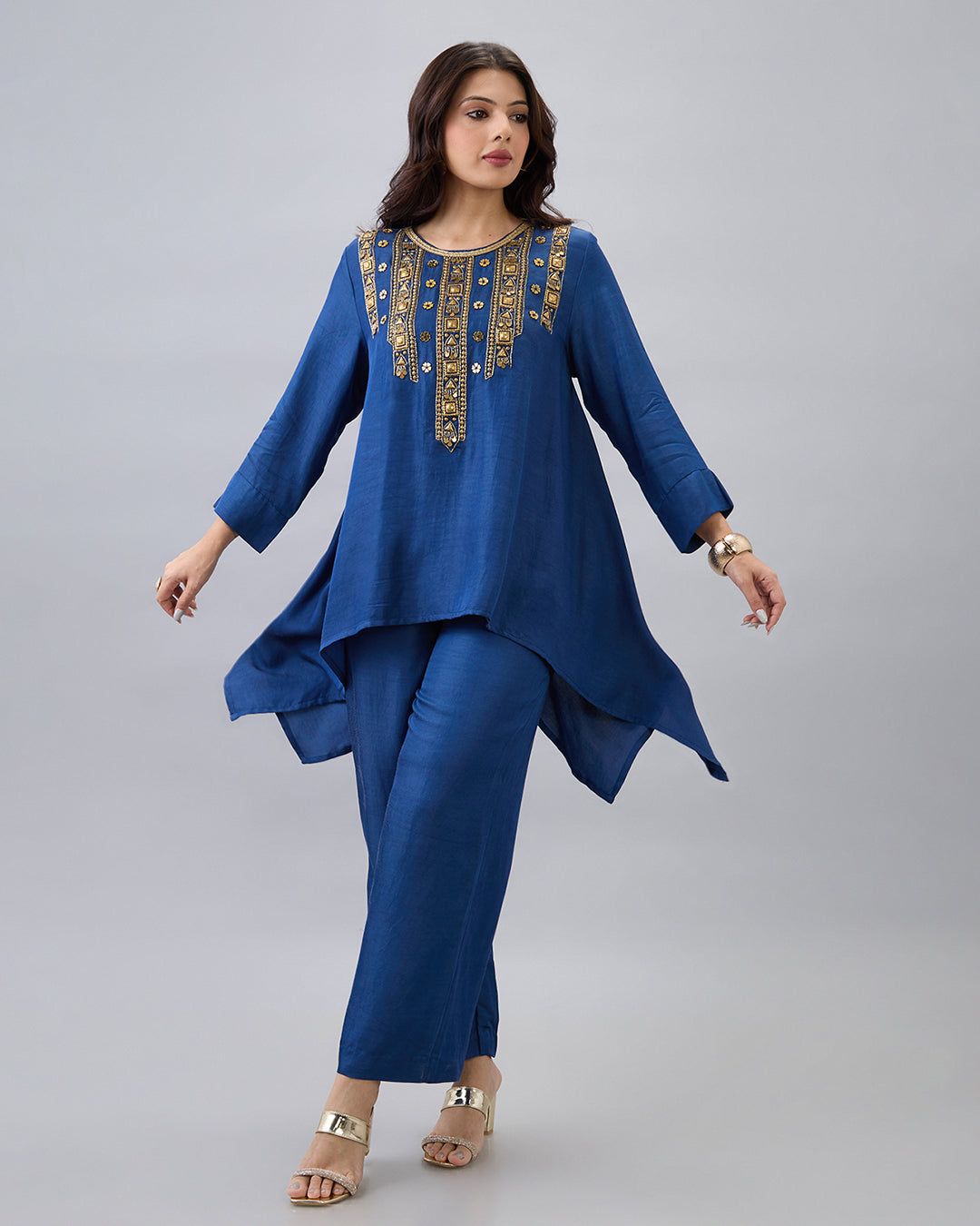 Royal Blue Embroidered Co-ord Set