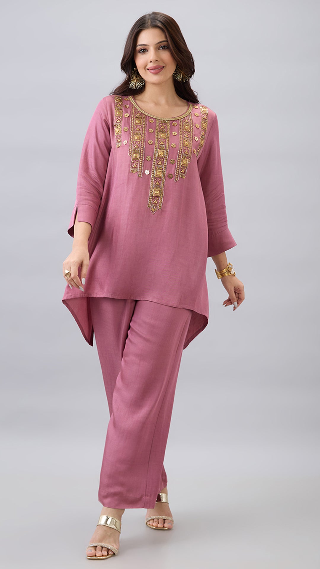 Mauve Embroidered Co-ord Set